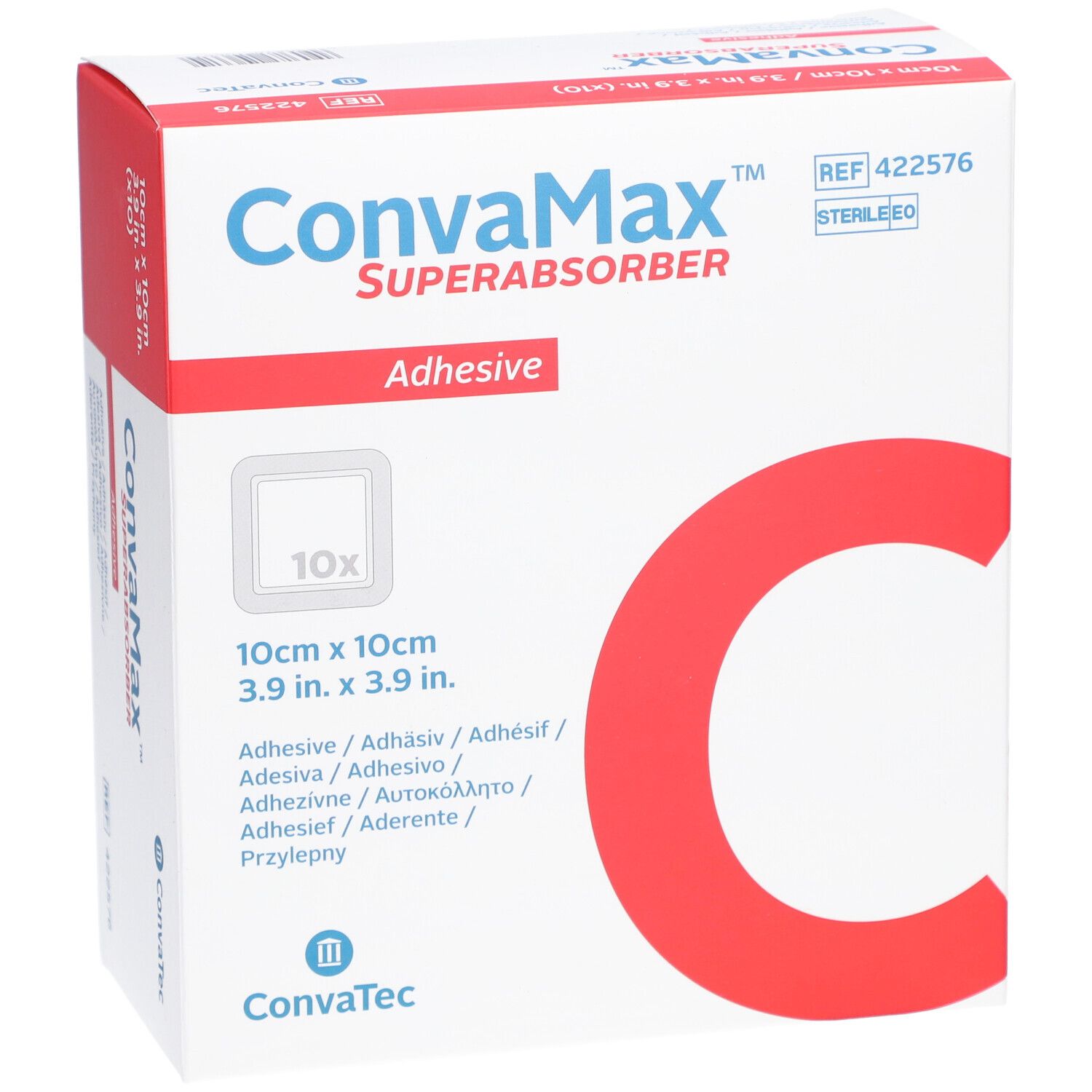 CONVAMAX Superabsorber 10x10cm adhäsiv 10 Stk