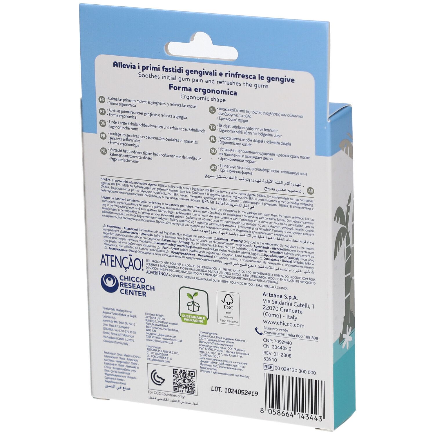 CHICCO Anneau De Dentition Frische Entspannung Kaktus 4m +