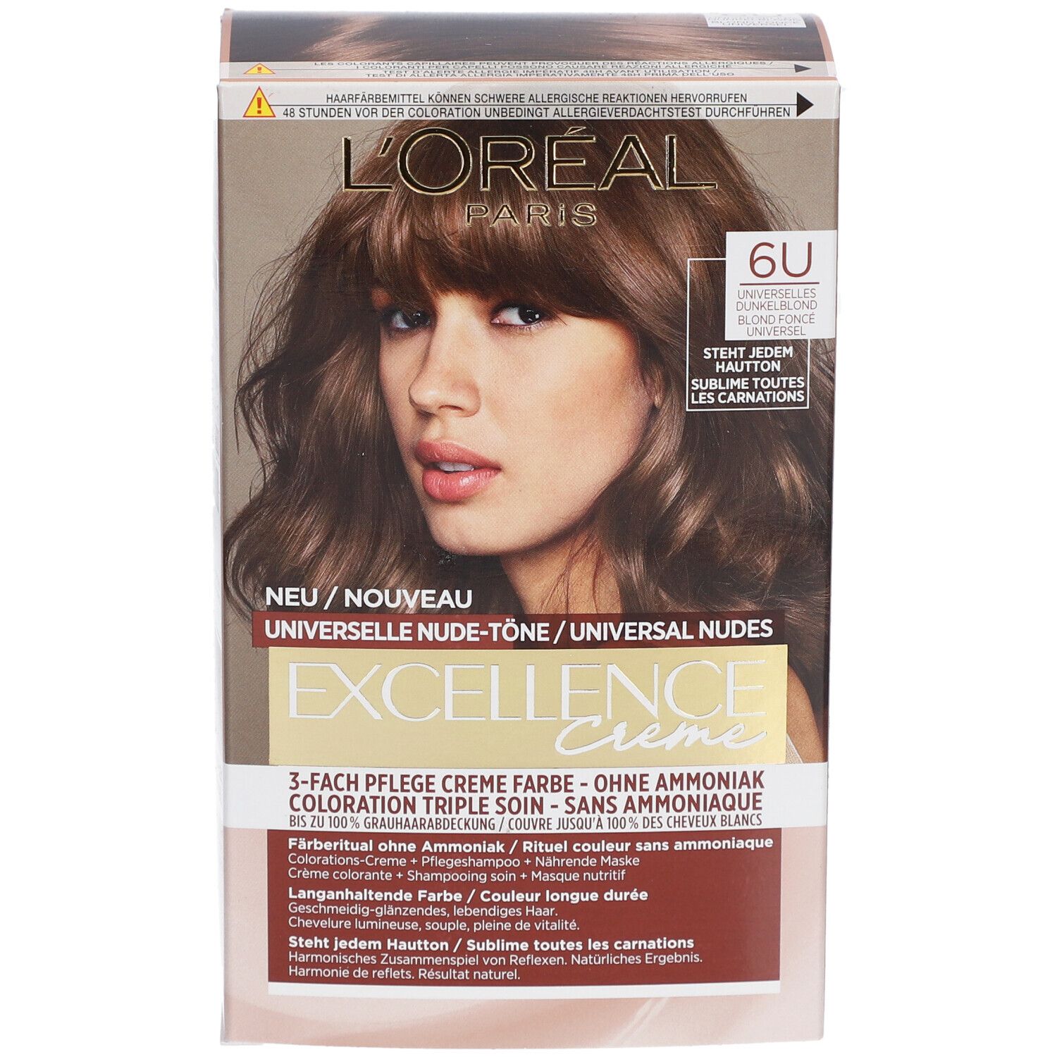 L'Oréal Paris Excellence Crème 6U, universelle Blond-Töne Haarfarbe.