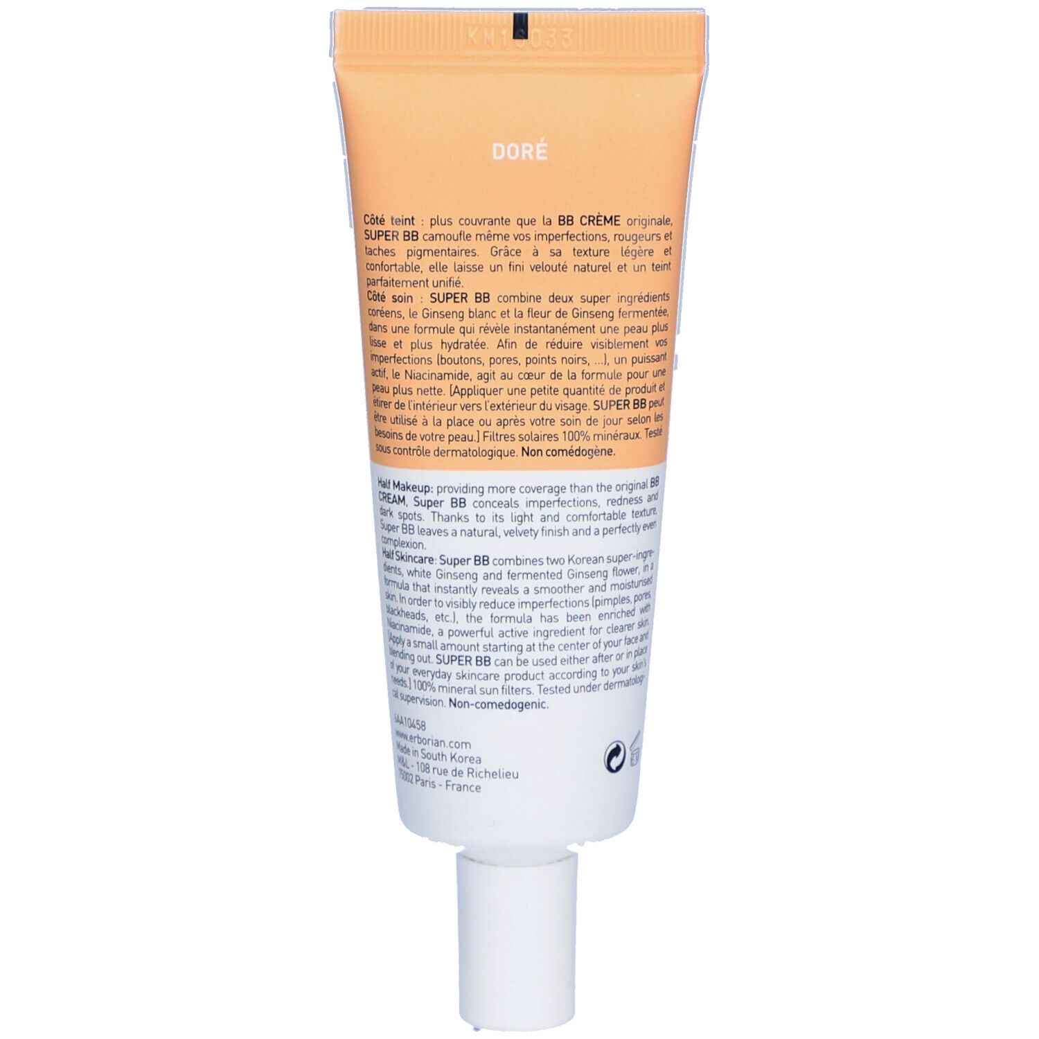 Erborian Super BB Crème soin couvrante pour un teint unifié Doré