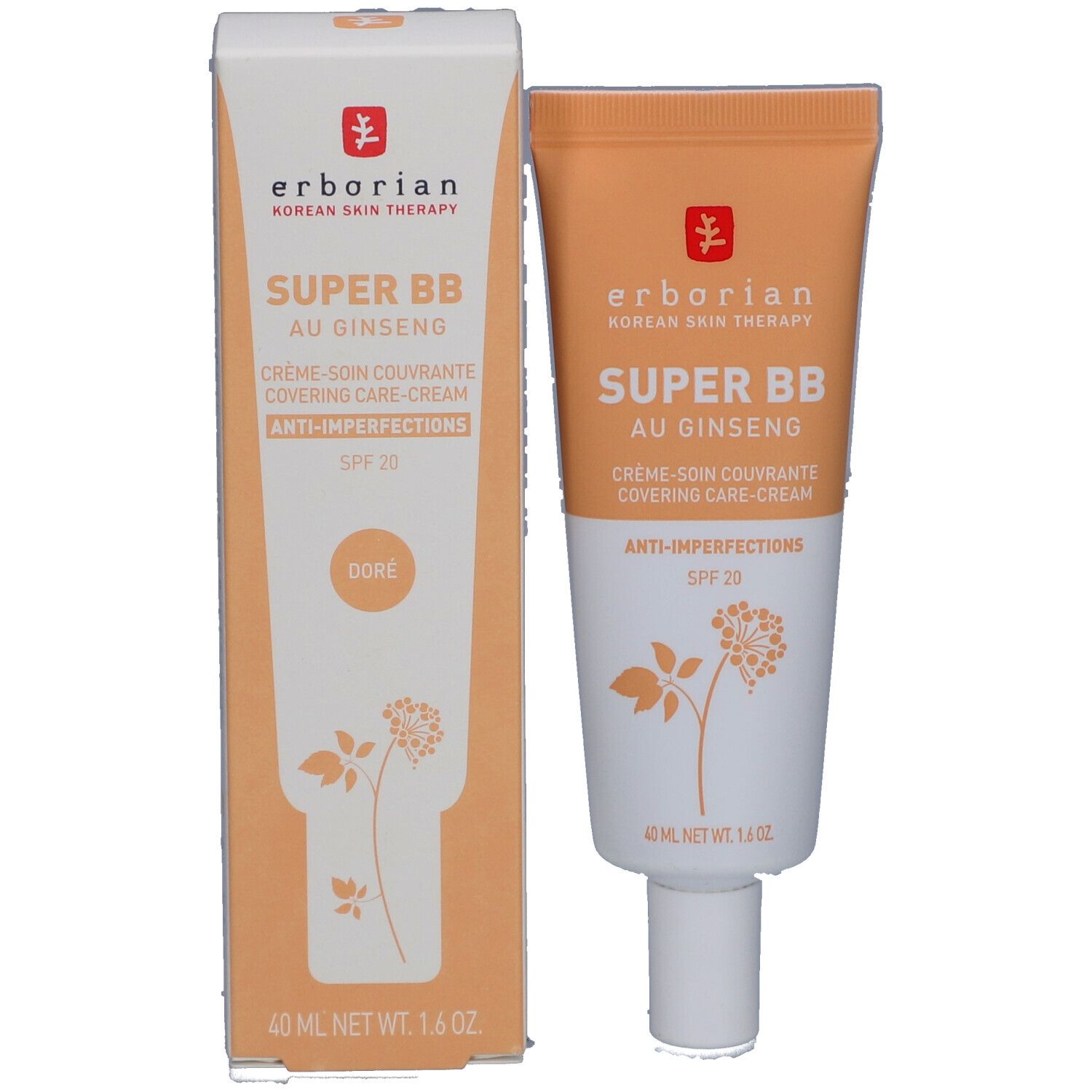 Erborian Super BB Crème soin couvrante pour un teint unifié Doré