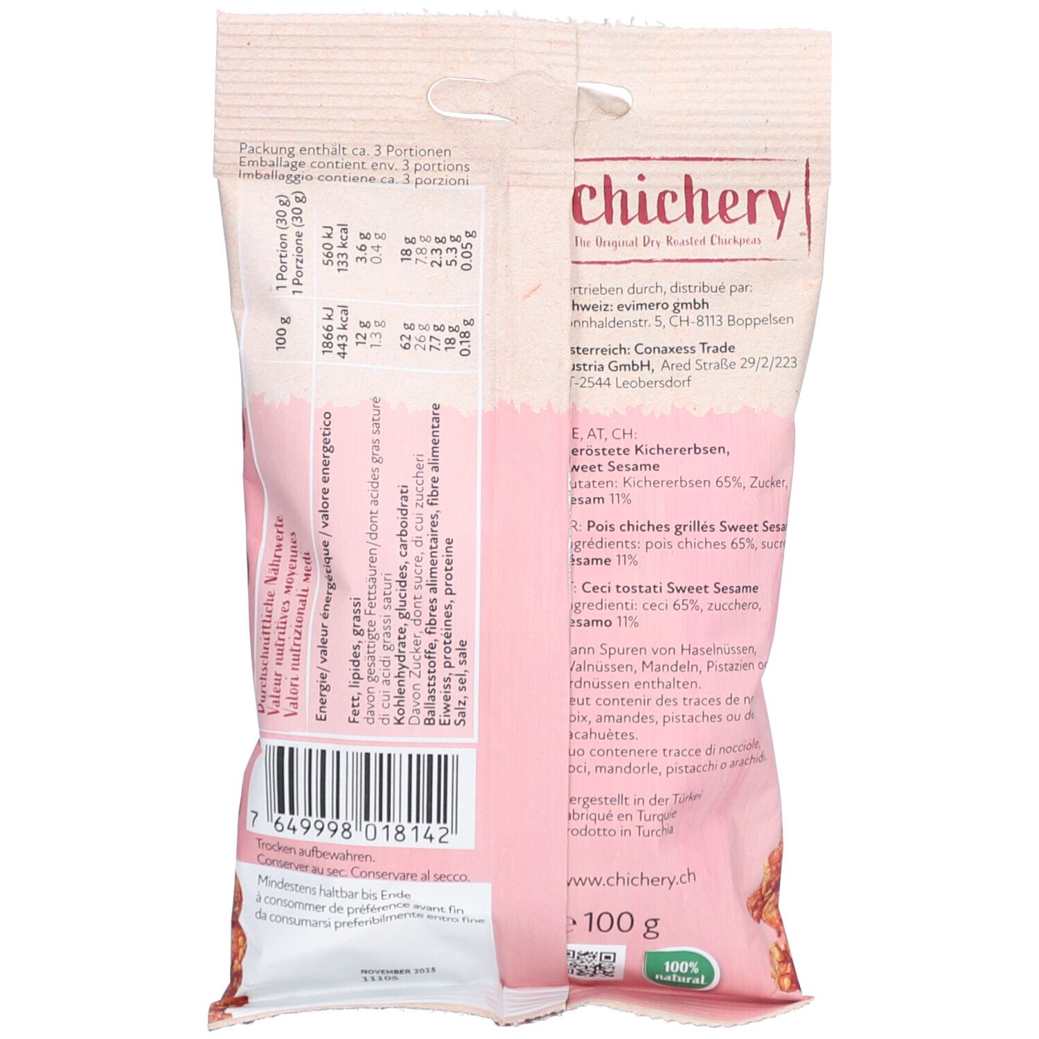 chichery Geröstete Kichererbsen Sweet Sesame
