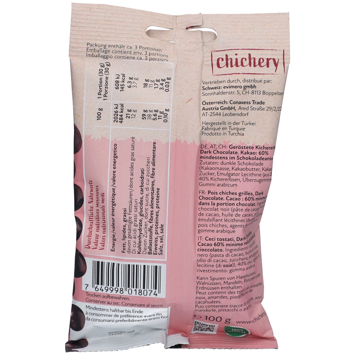 chichery Geröstete Kichererbsen mit Zartbitterschokolade