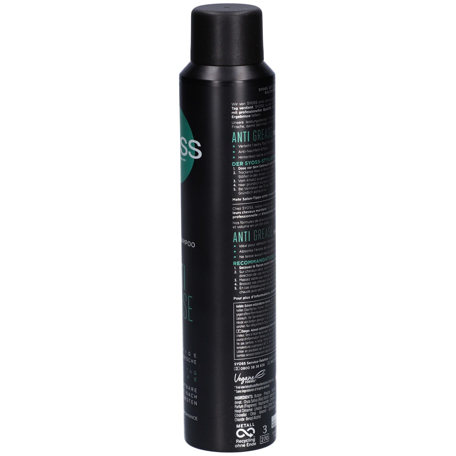 Syoss® Trockenshampoo Anti-Fett 3x 200 ml – Erfrischt & entfernt Fett ohne Waschen