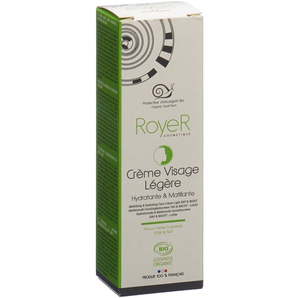ROYER Crème visage matifiante légère à la bave d'escargots bio