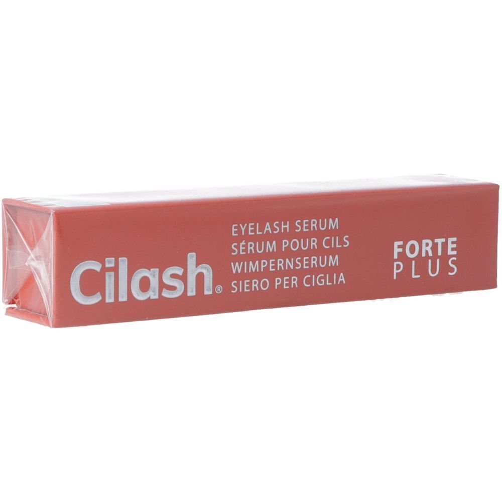 Rote Schachtel mit Cilash® und FORTE PLUS-Schriftzug. Enthält Wimpernserum. In Folie verpackt.