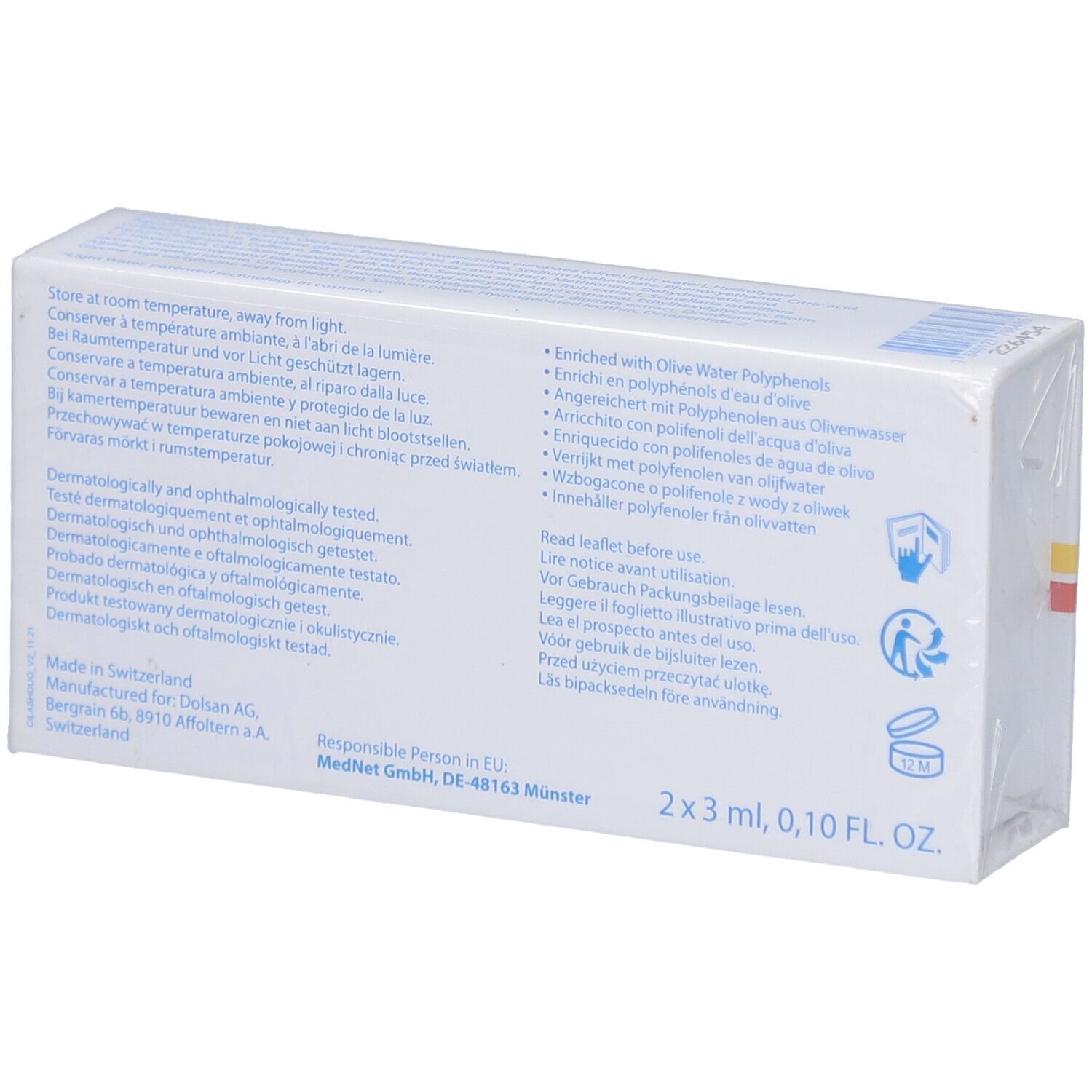 Dos de l'emballage CILASH FORTE PLUS DUO. Contient du texte multilingue, des ingrédients et des informations sur le fabricant.