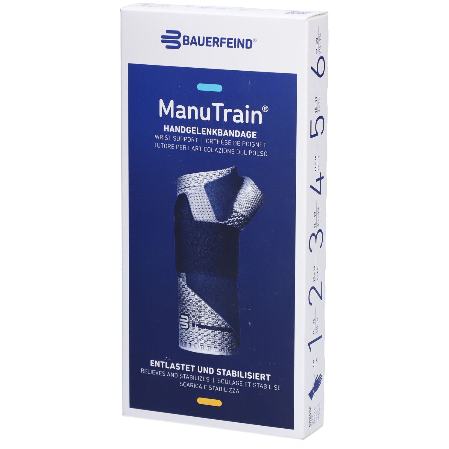 MANUTRAIN Handgelenkorthese Größe 1 links Titan