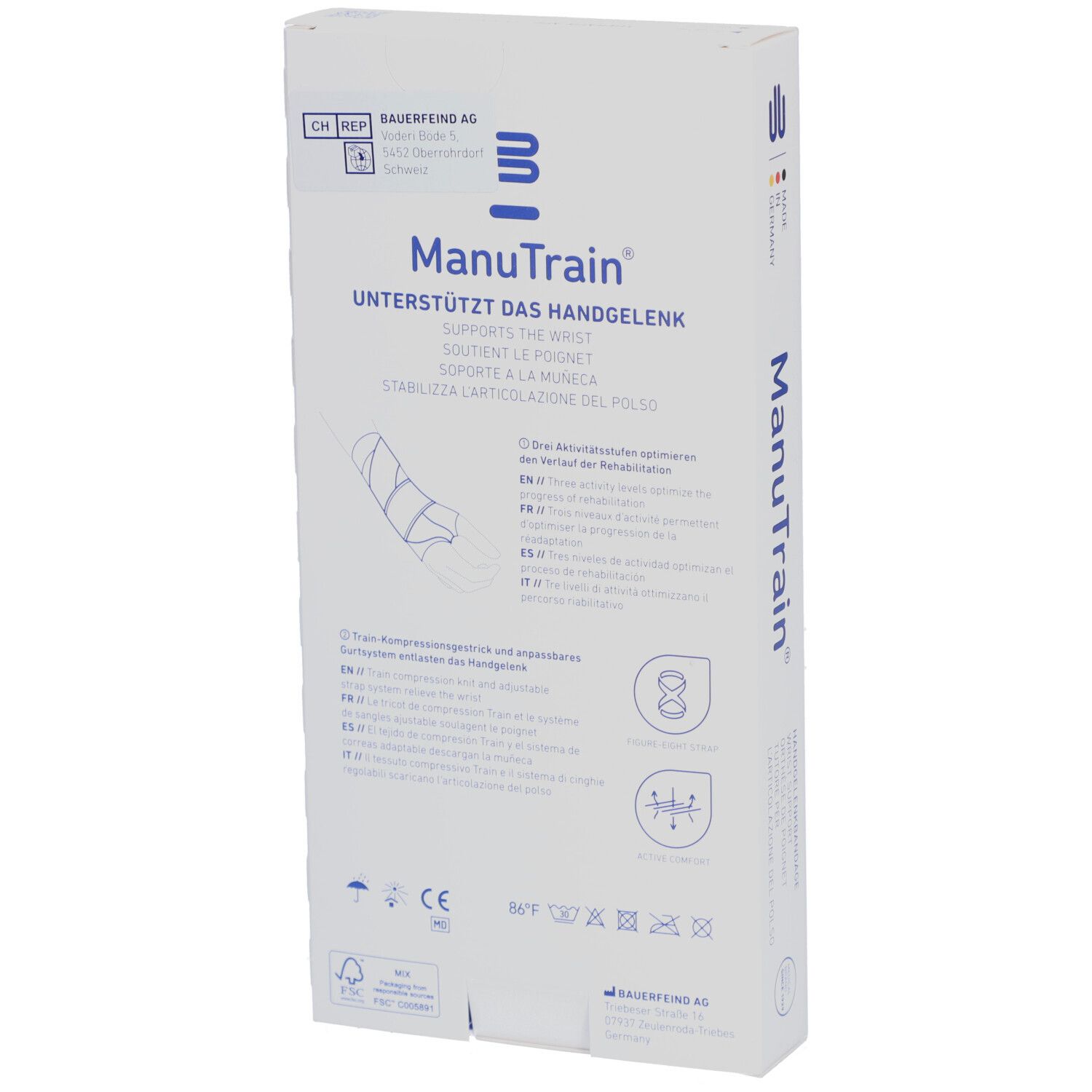 MANUTRAIN Handgelenkorthese Größe 1 links Titan