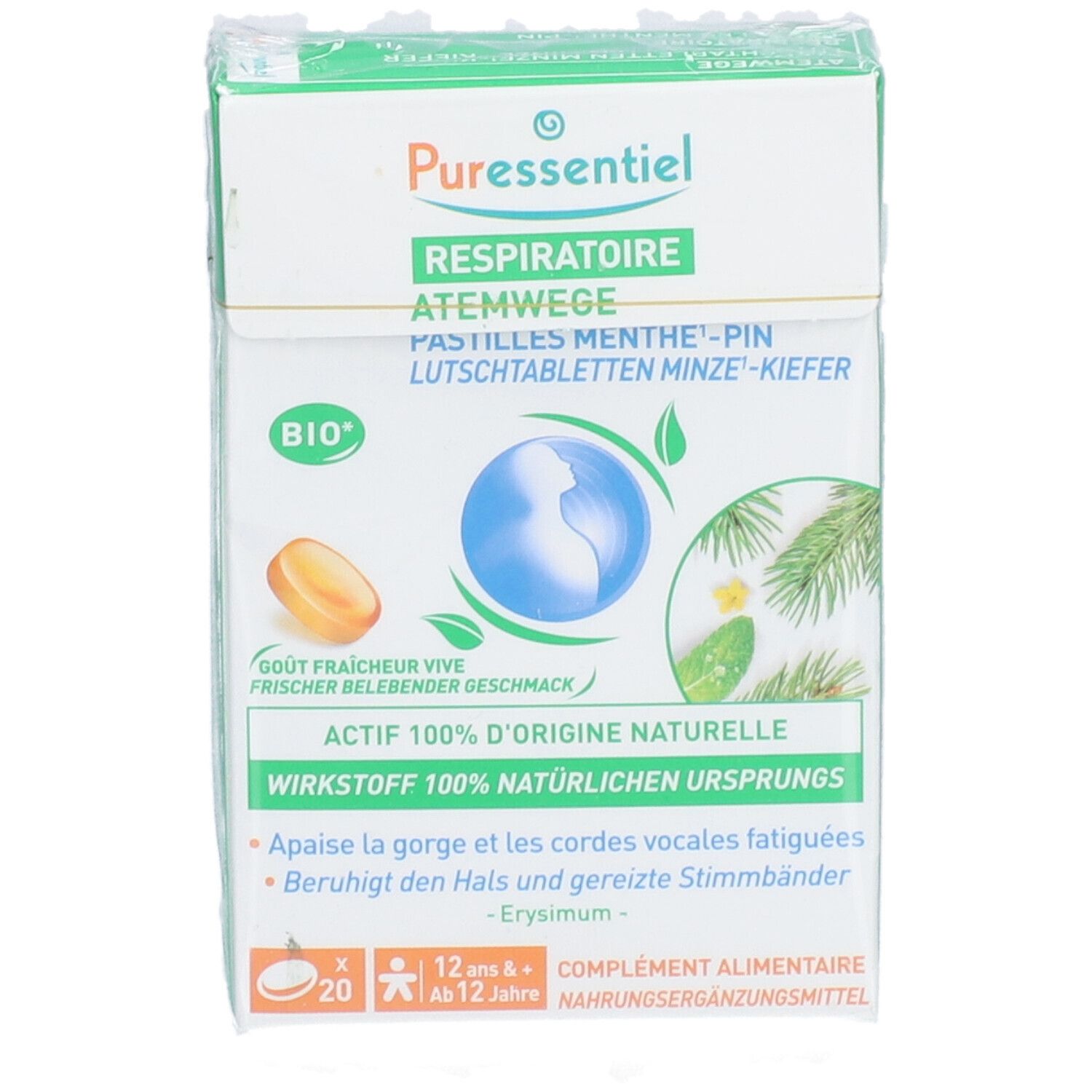 PURESSENTIEL Lutscht Atemwege Minze-Kief Fl 20 Stk