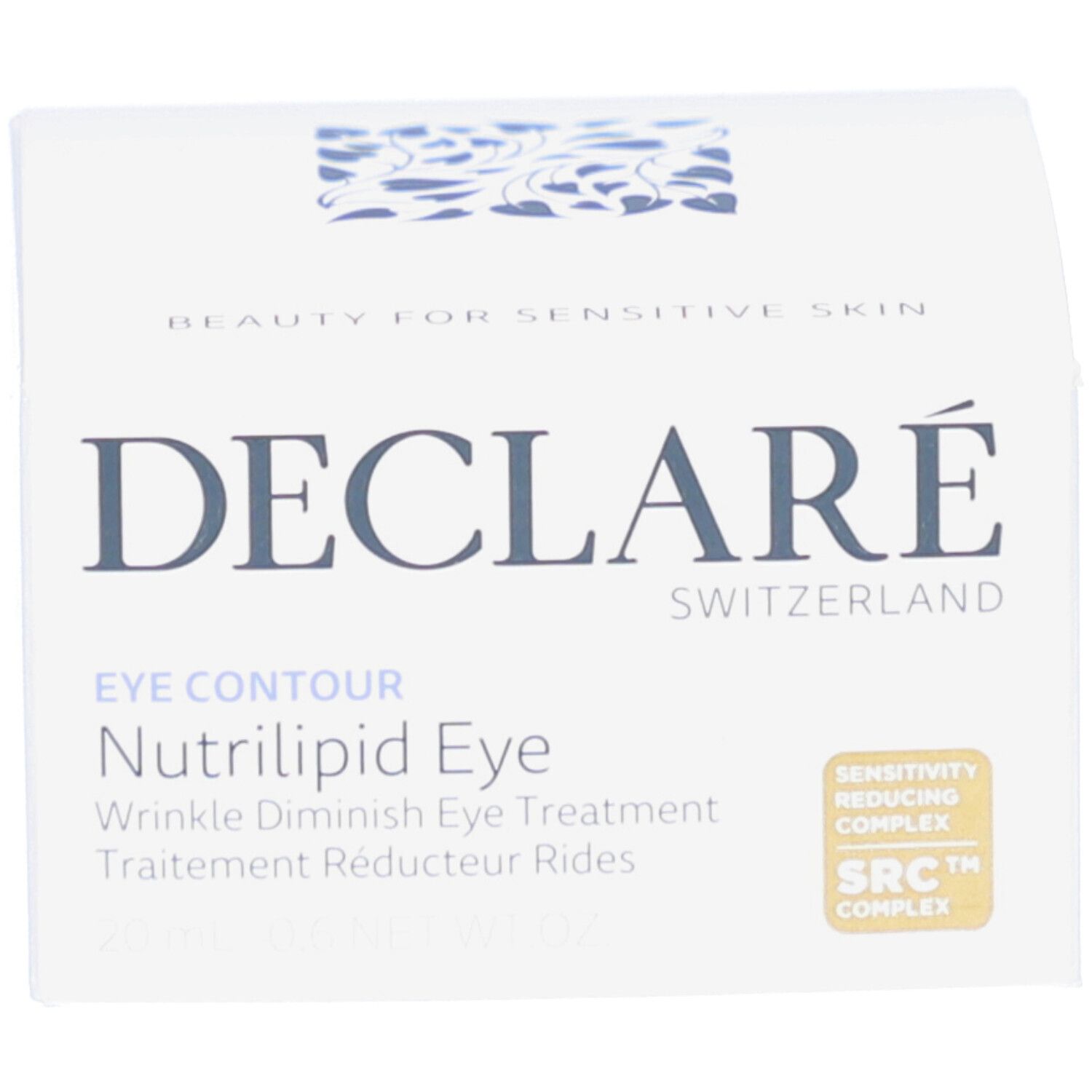 Emballage du produit avec inscription DECLARE. Eye Contour Nutrilipid Eye. Produit pour les yeux.