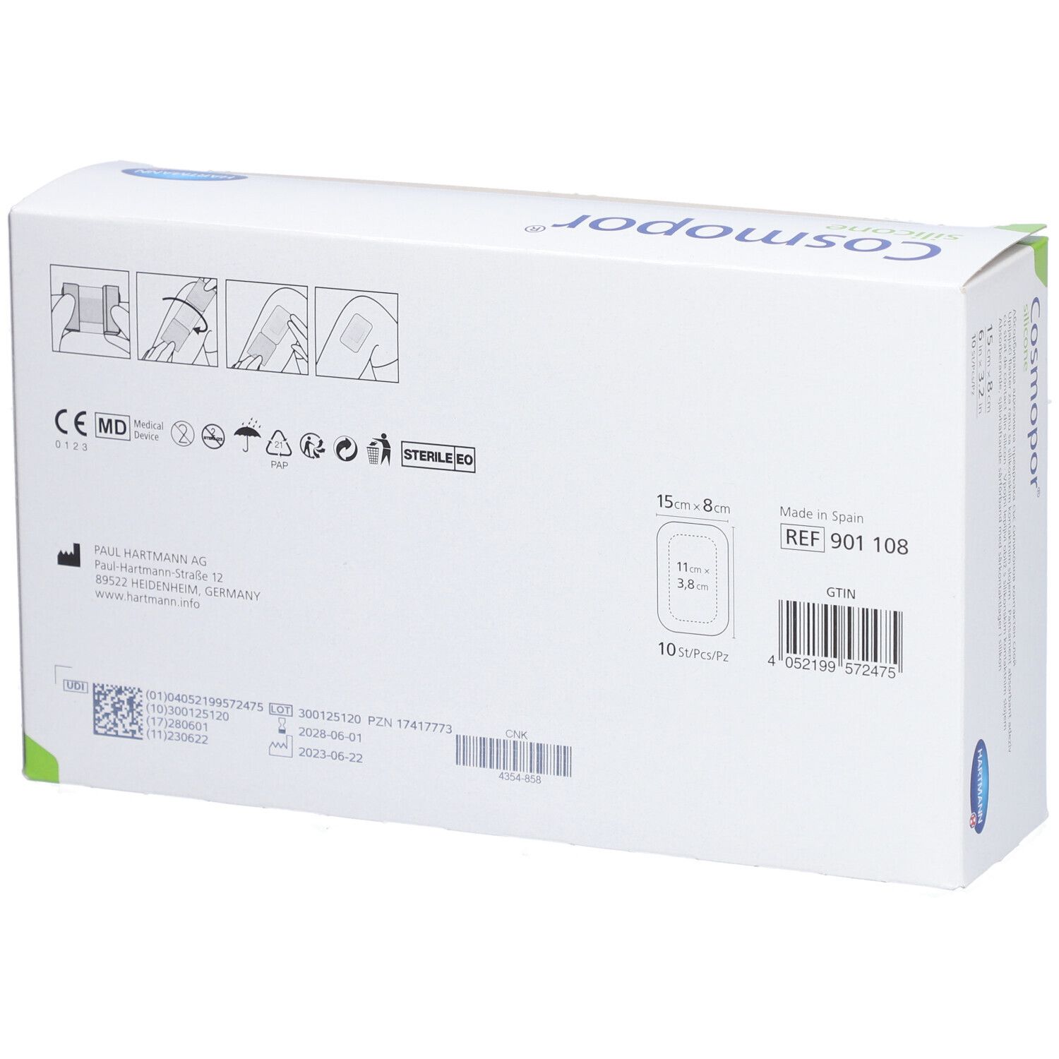 HARTMANN Cosmopor® Silikon steriles Pflaster 15 x 8 cm