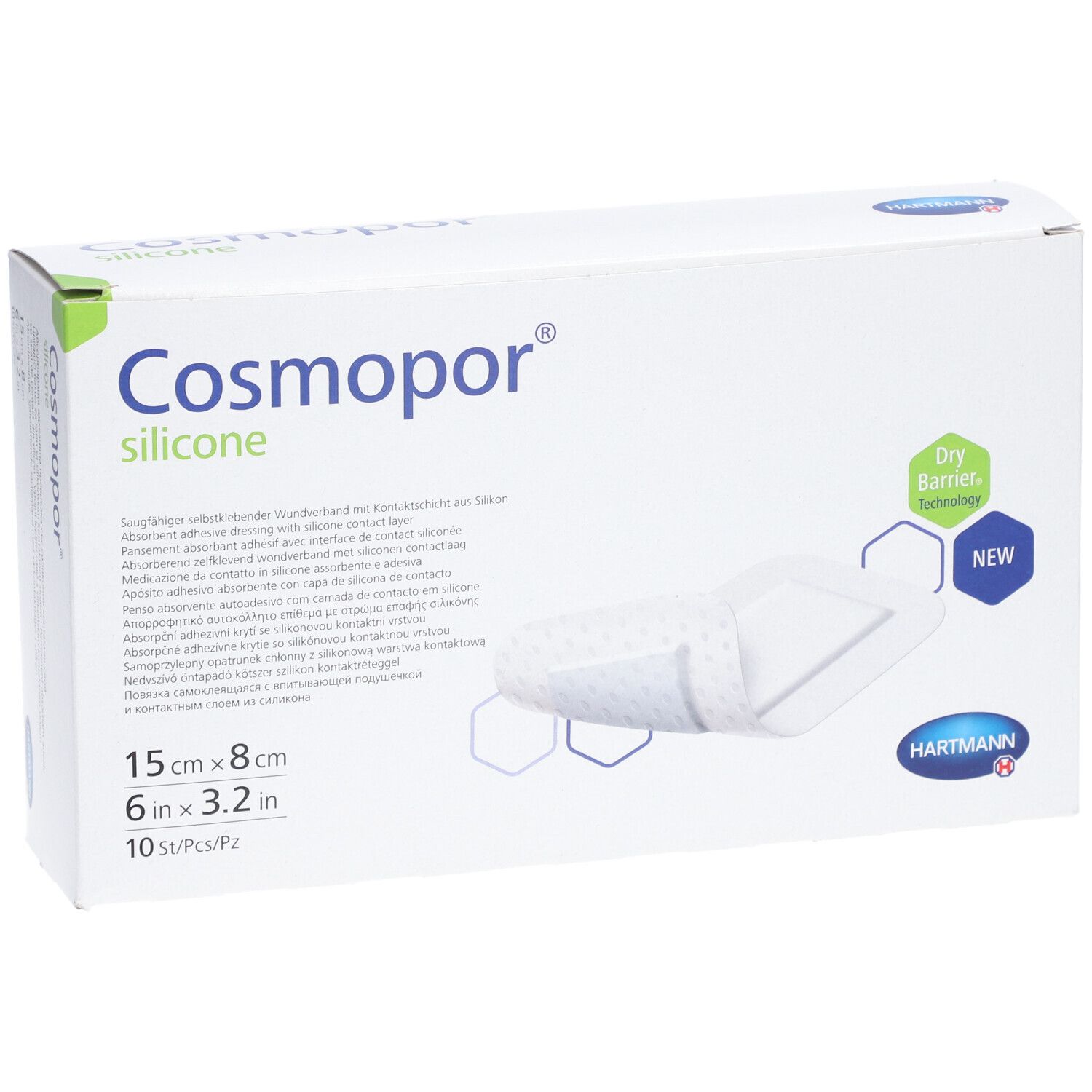 HARTMANN Cosmopor® Silikon steriles Pflaster 15 x 8 cm