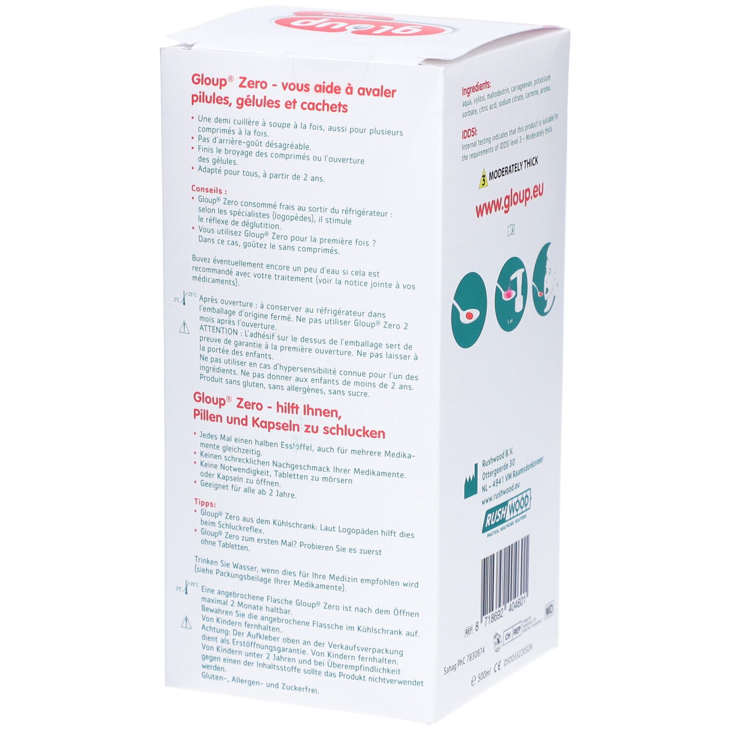 GLOUP Gel de déglutition Zero sans sucre goût framboise pour médicaments
