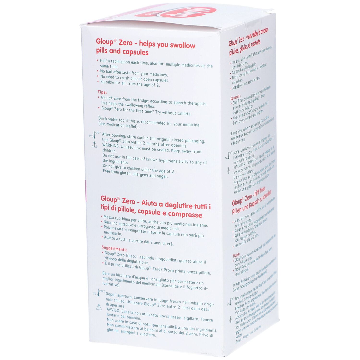 GLOUP Gel de déglutition Zero sans sucre goût framboise pour médicaments