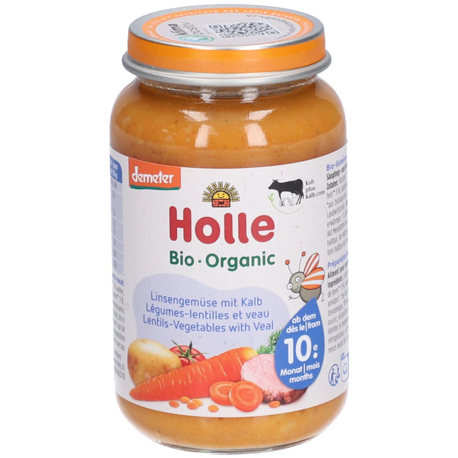 HOLLE Linsengemüse mit Kalb Glas 220 g