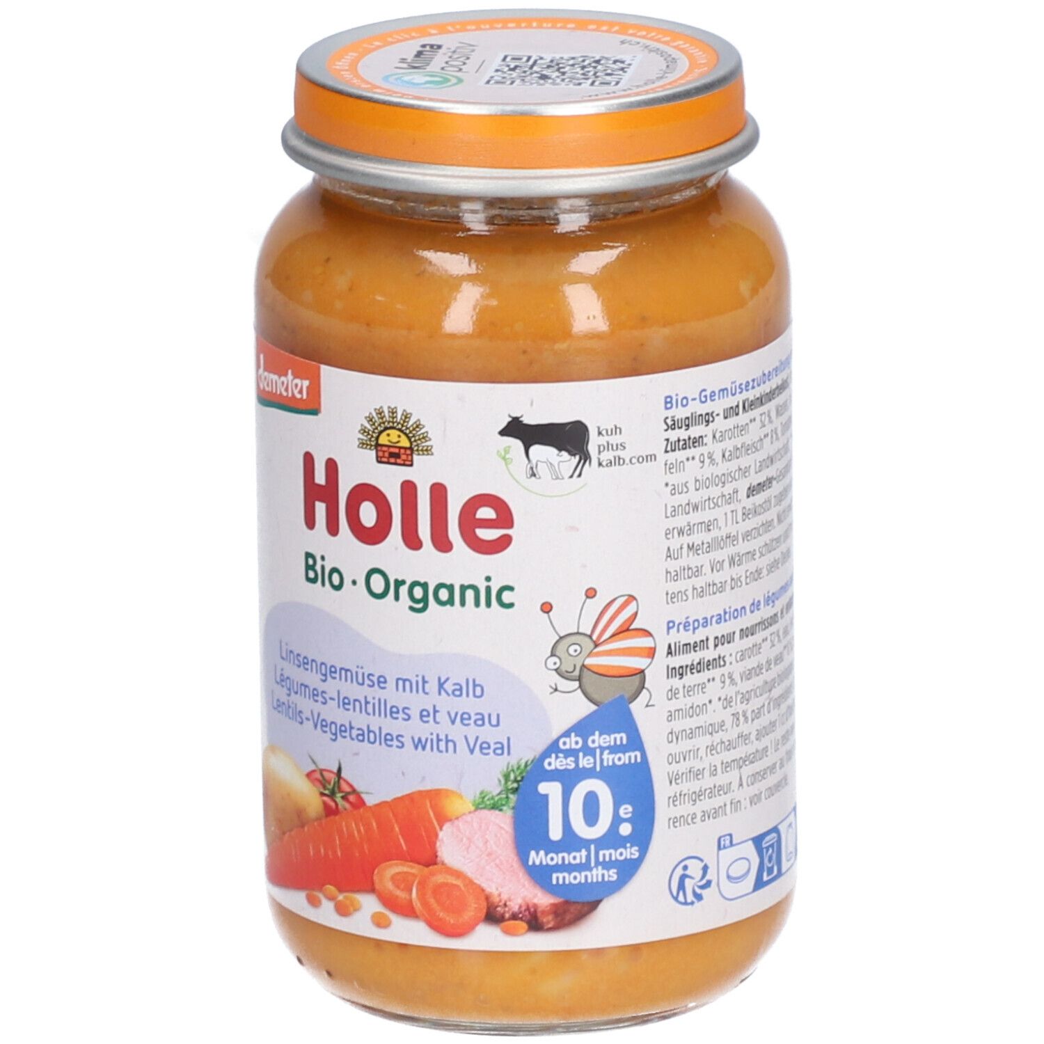 HOLLE Linsengemüse mit Kalb Glas 220 g