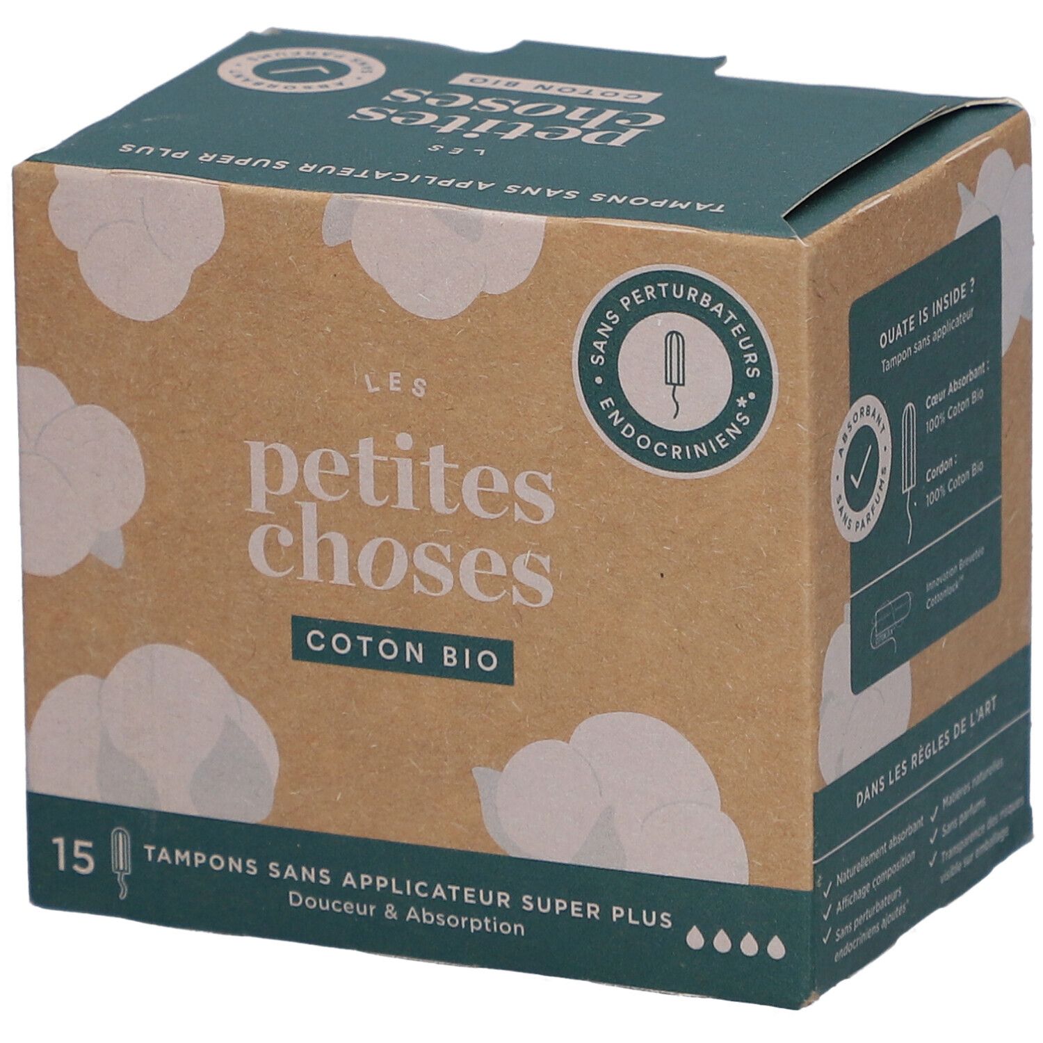 LES PETITES CHOSES Tampons aus Bio-Baumwolle ohne Applikator Super Plus