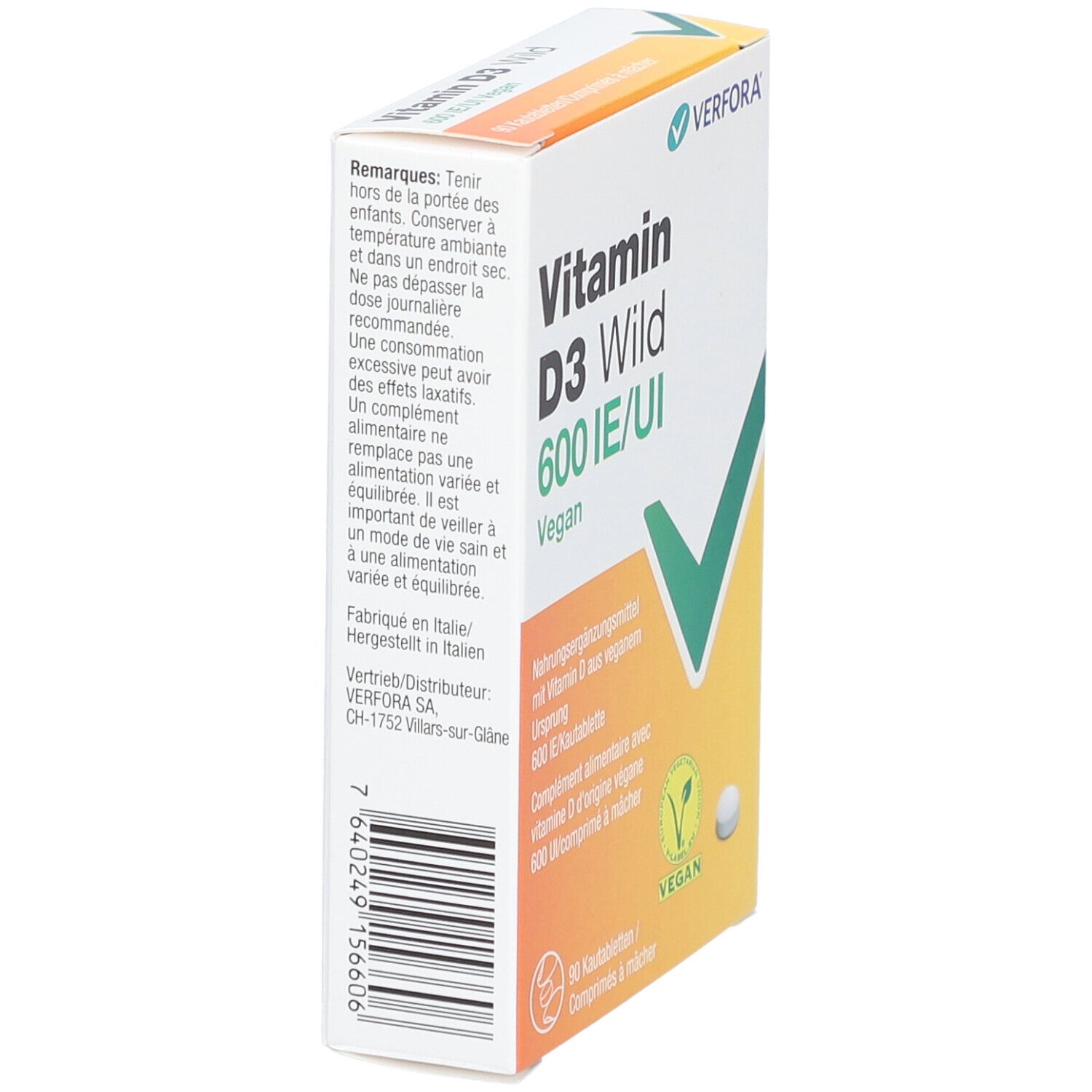 Vitamine D3 Sauvage Comprimés 600 UI Vegan