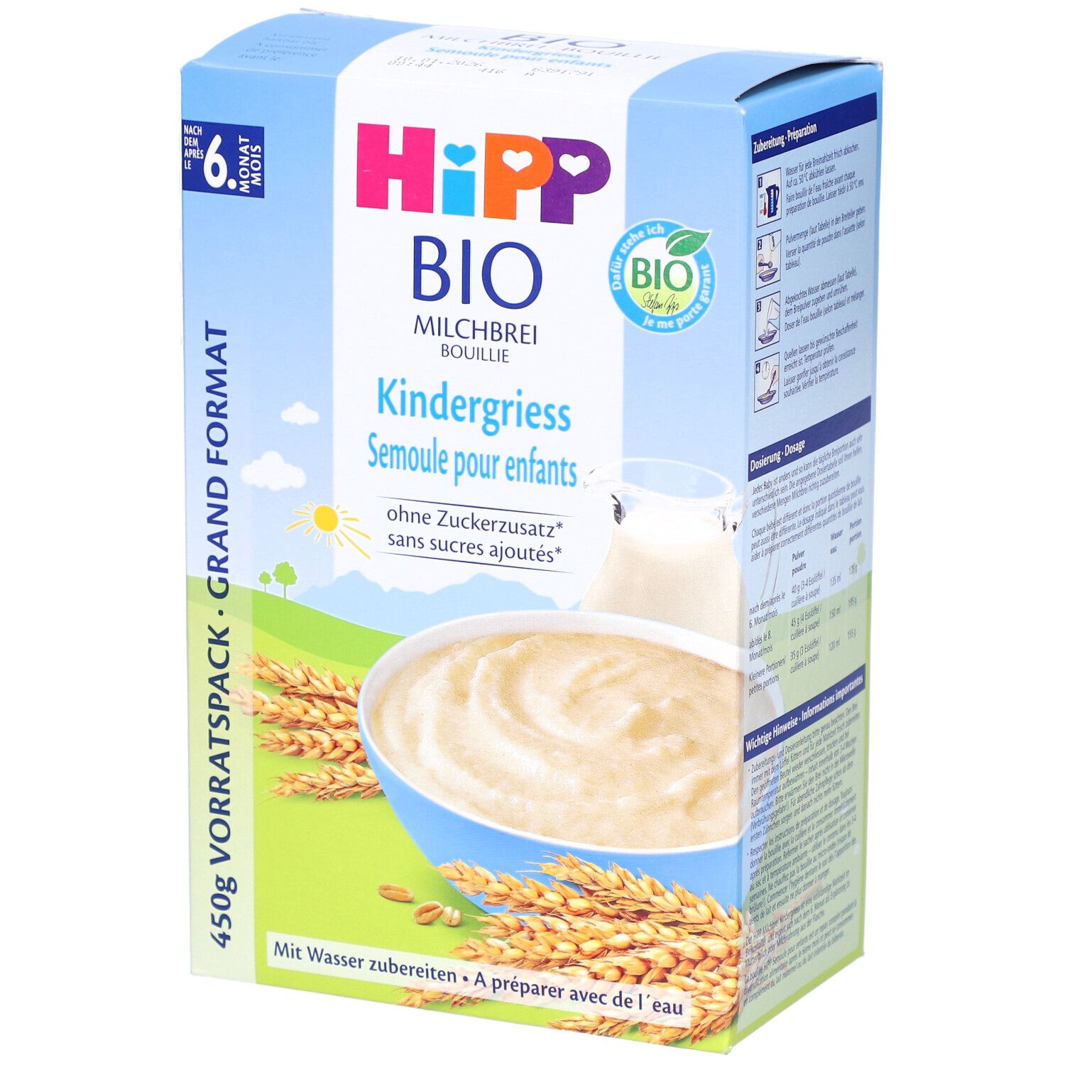 HIPP Bio Milchbrei mit Grieß für Kinder - ab 6 Monaten