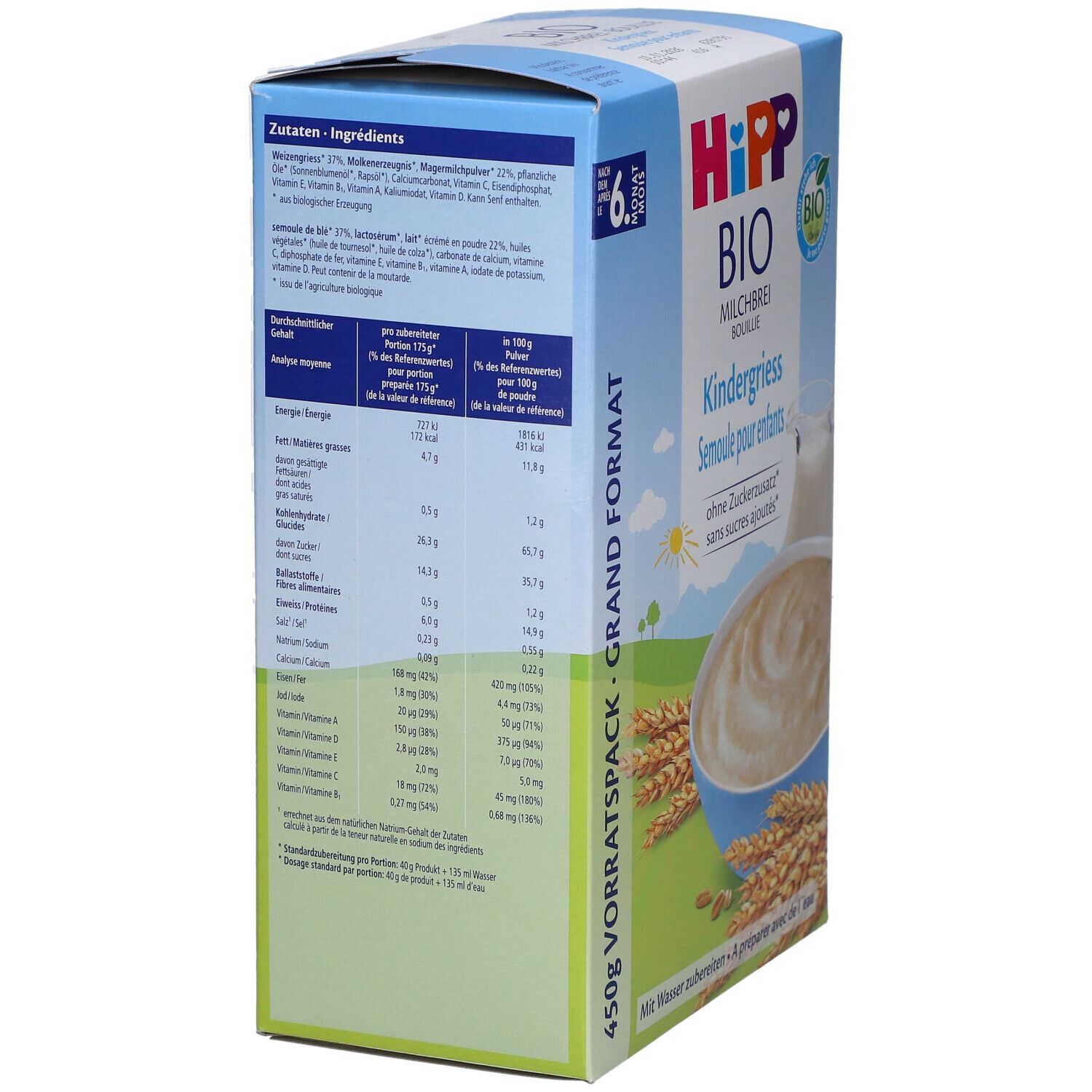 HIPP Bio Milchbrei mit Grieß für Kinder - ab 6 Monaten
