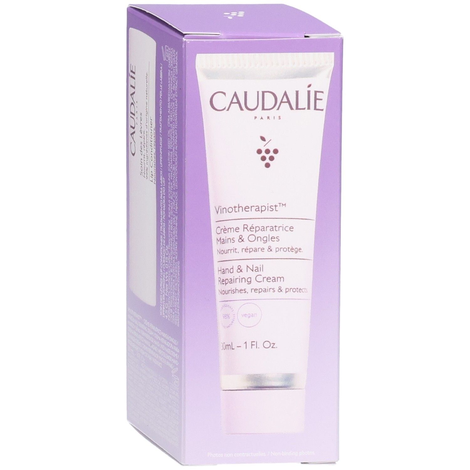 Caudalie Hand- und Nagelcreme in einer lila Box. 30ml - 1 Fl. Oz.