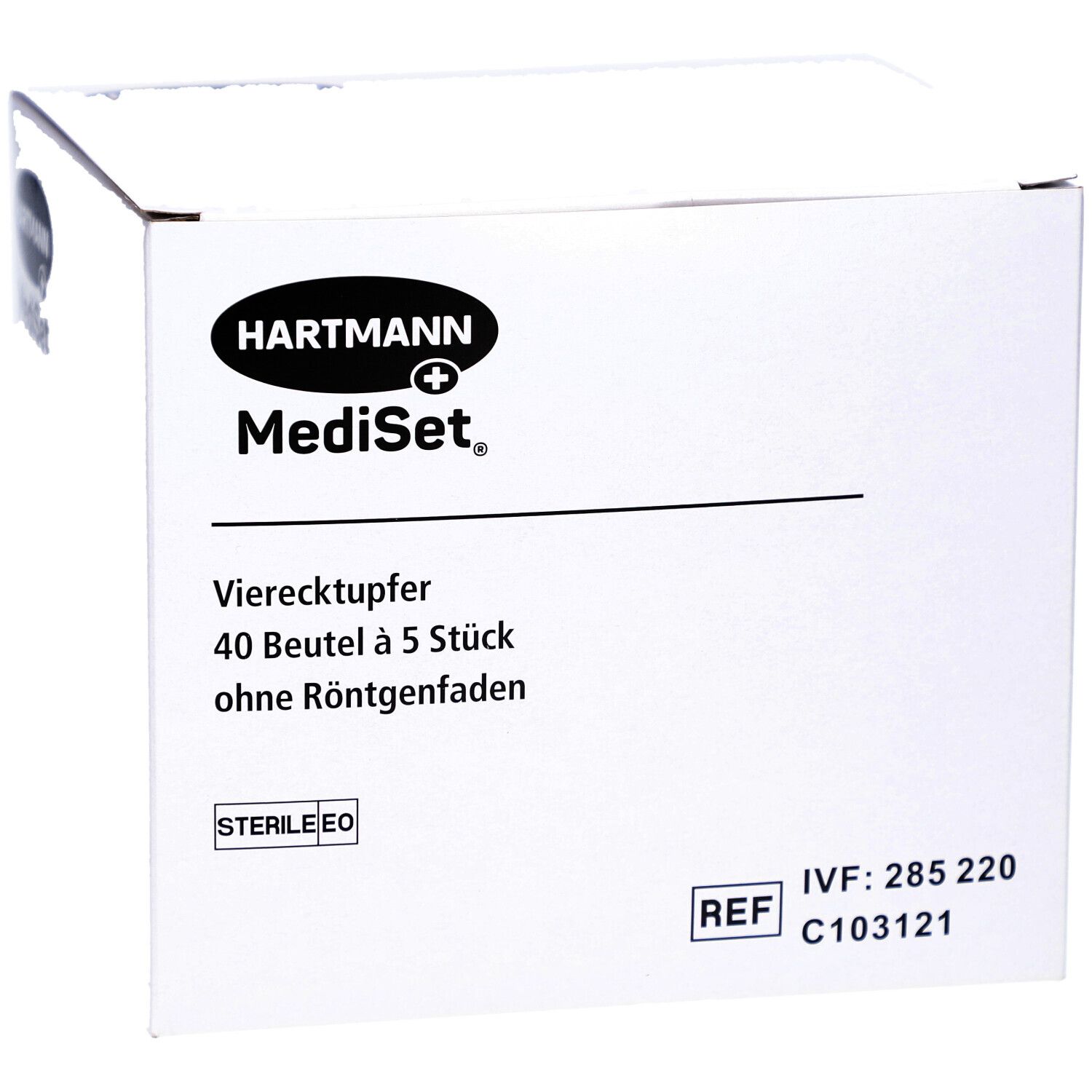 Hartmann MediSet Box. Vierecktupfer, 40 Beutel à 5 Stück. Steril. Produktinformationen.