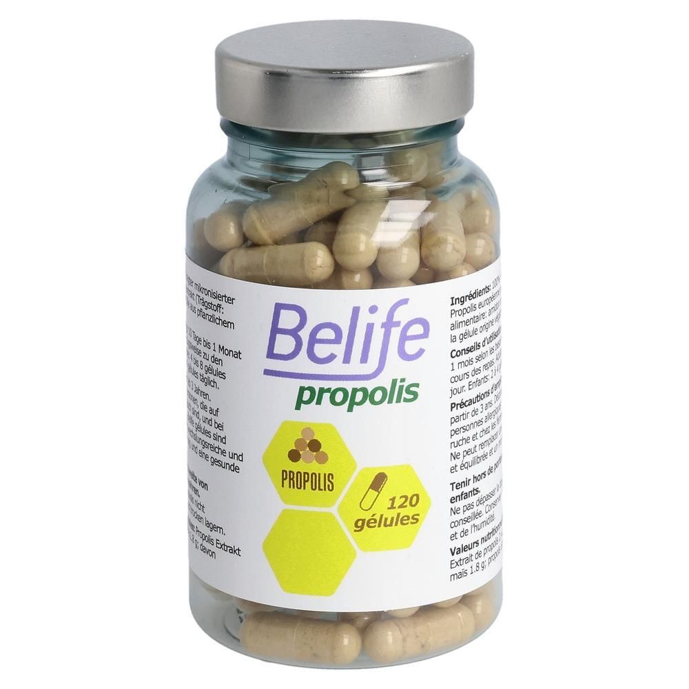 Belife Propolis Kapseln in Glasflasche, 120 Stück.