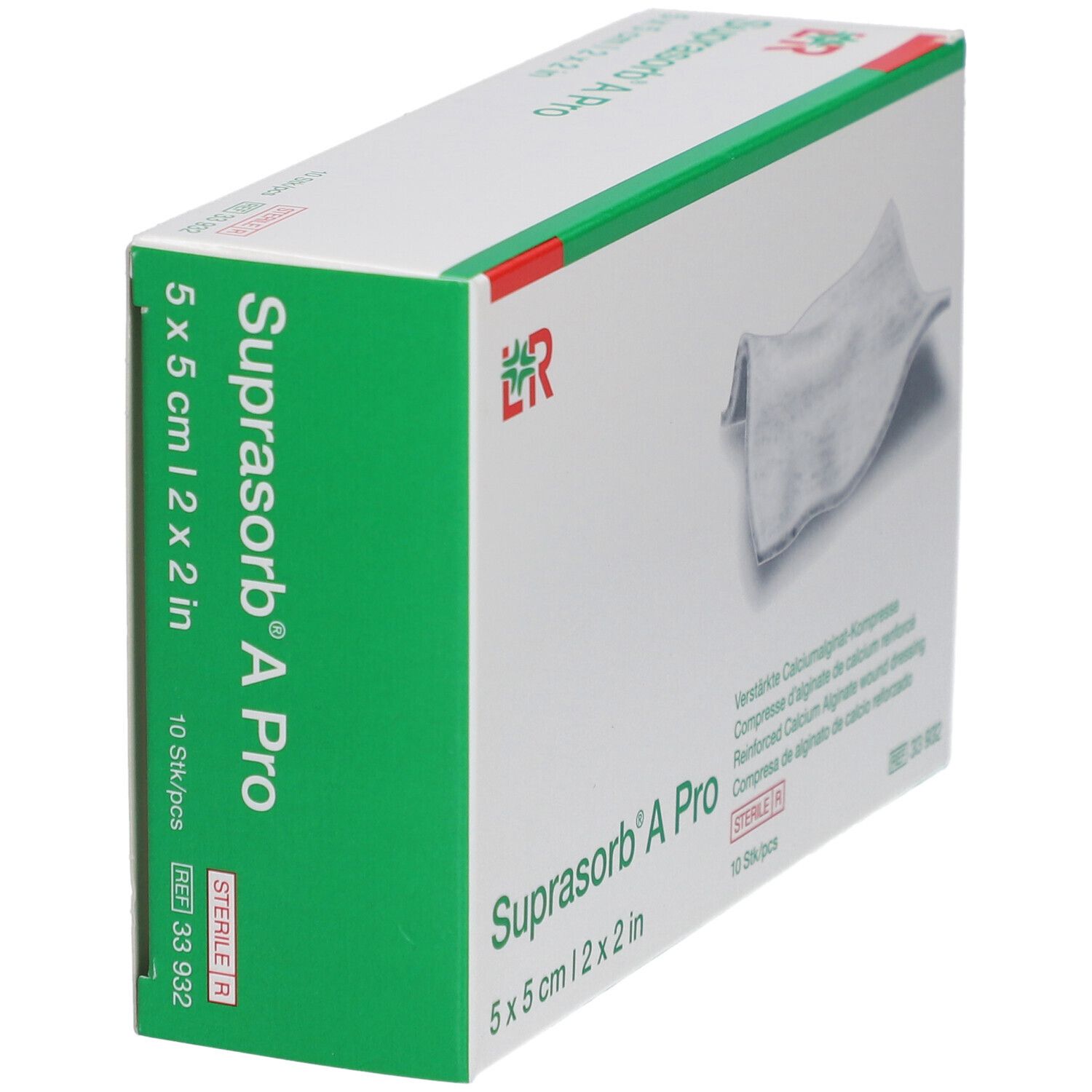 Boîte de compresses Suprasorb® A Pro en biais. 5 x 5 cm. 10 pièces. Compresse stérile.