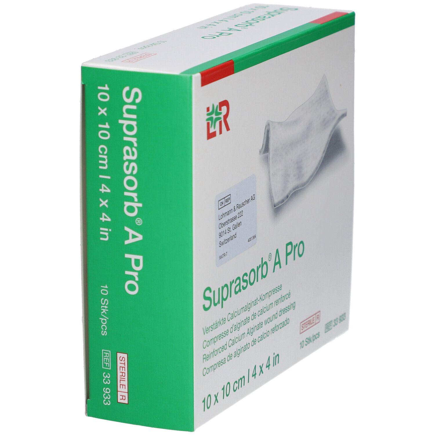L&R Suprasorb®A Pro Kalziumalginat-Kompresse verstärkt 10 x 10 cm
