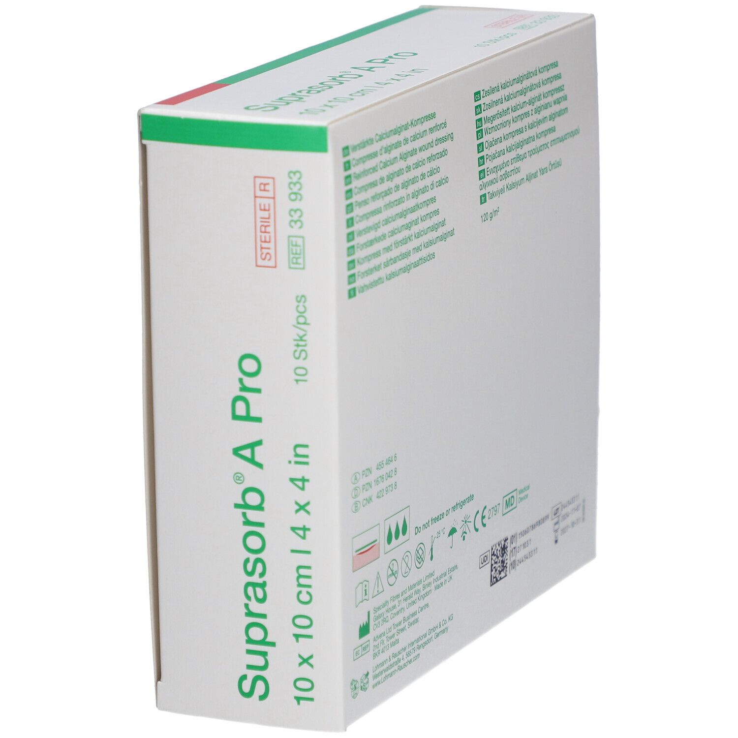 L&R Suprasorb®A Pro Kalziumalginat-Kompresse verstärkt 10 x 10 cm
