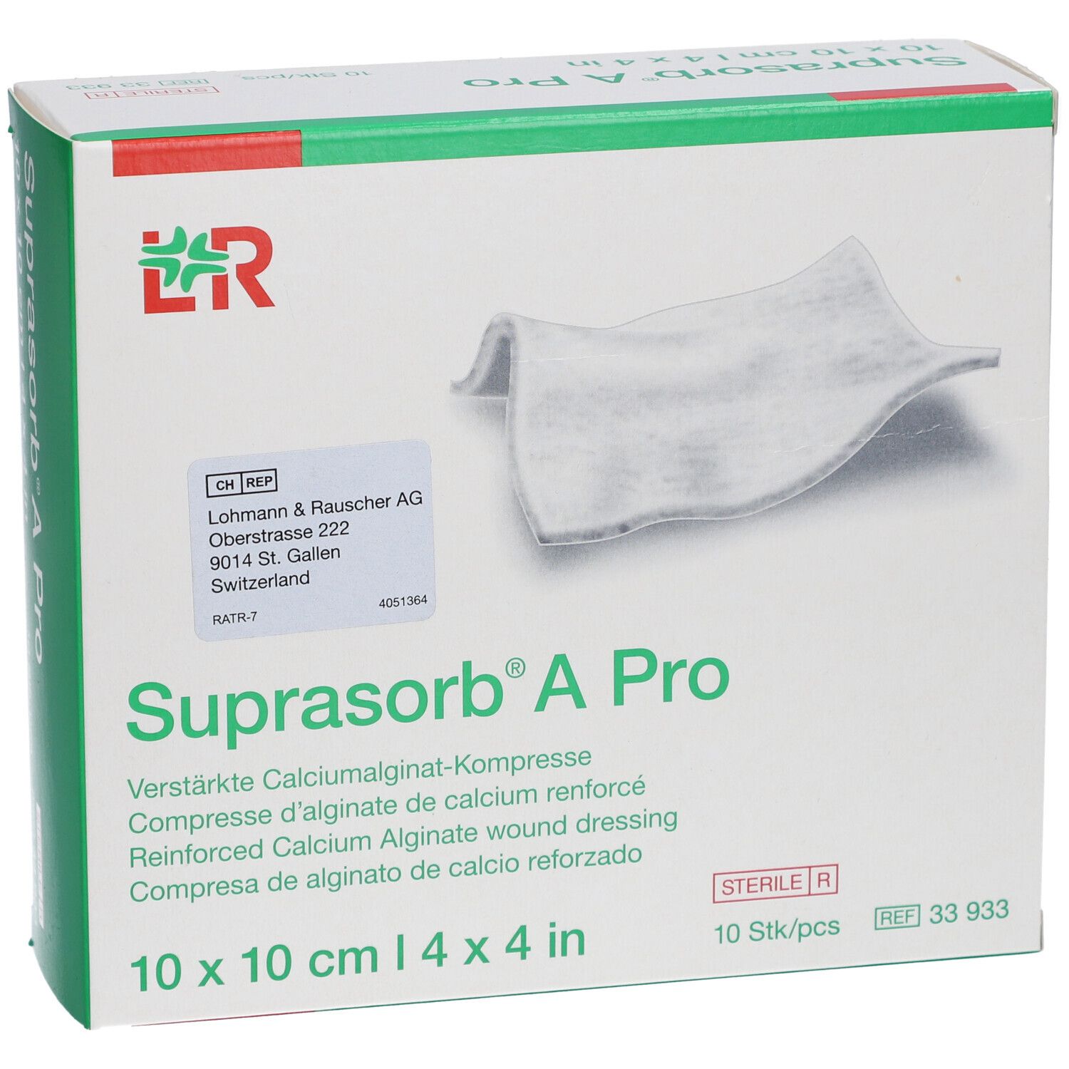 L&R Suprasorb®A Pro Kalziumalginat-Kompresse verstärkt 10 x 10 cm