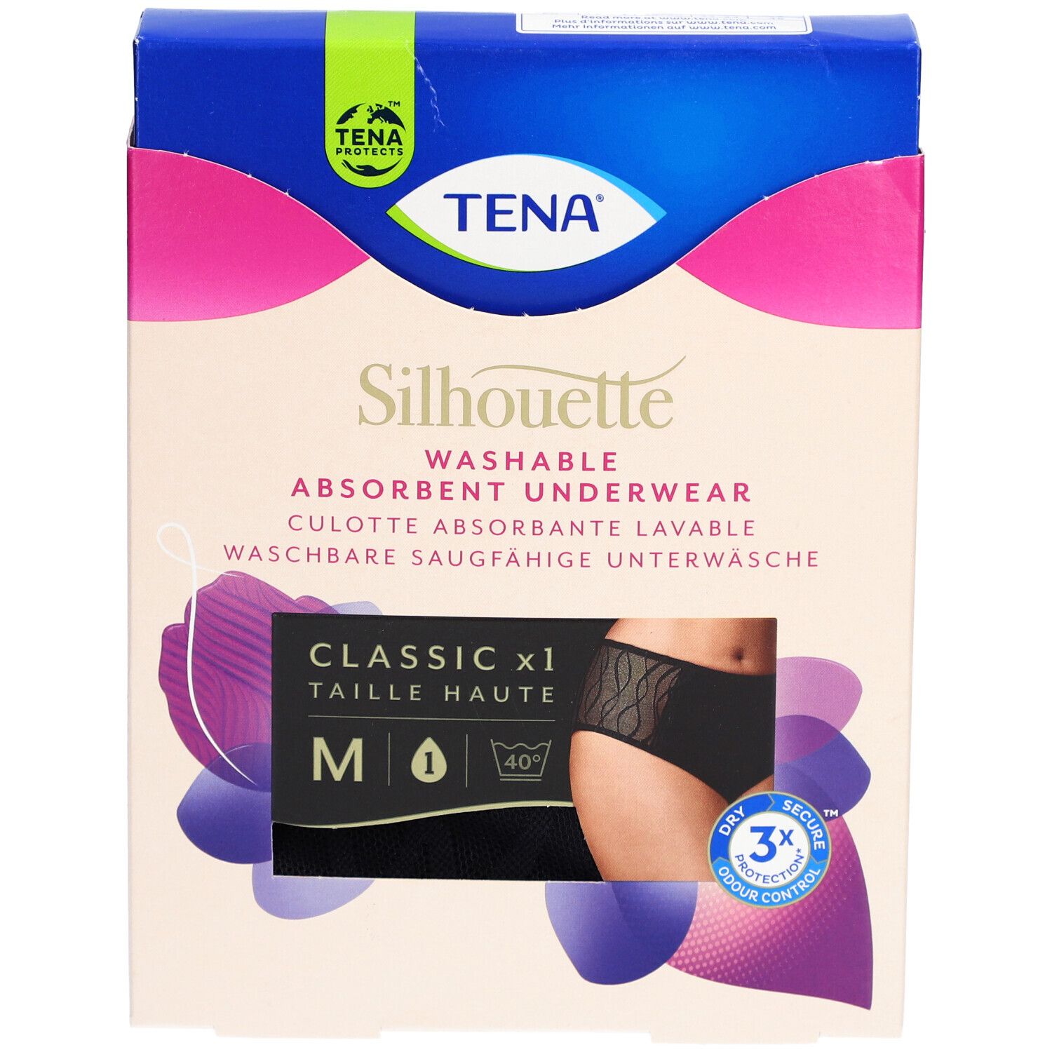 TENA Silhouette Culotte Lavable Taille Haute M - Noir