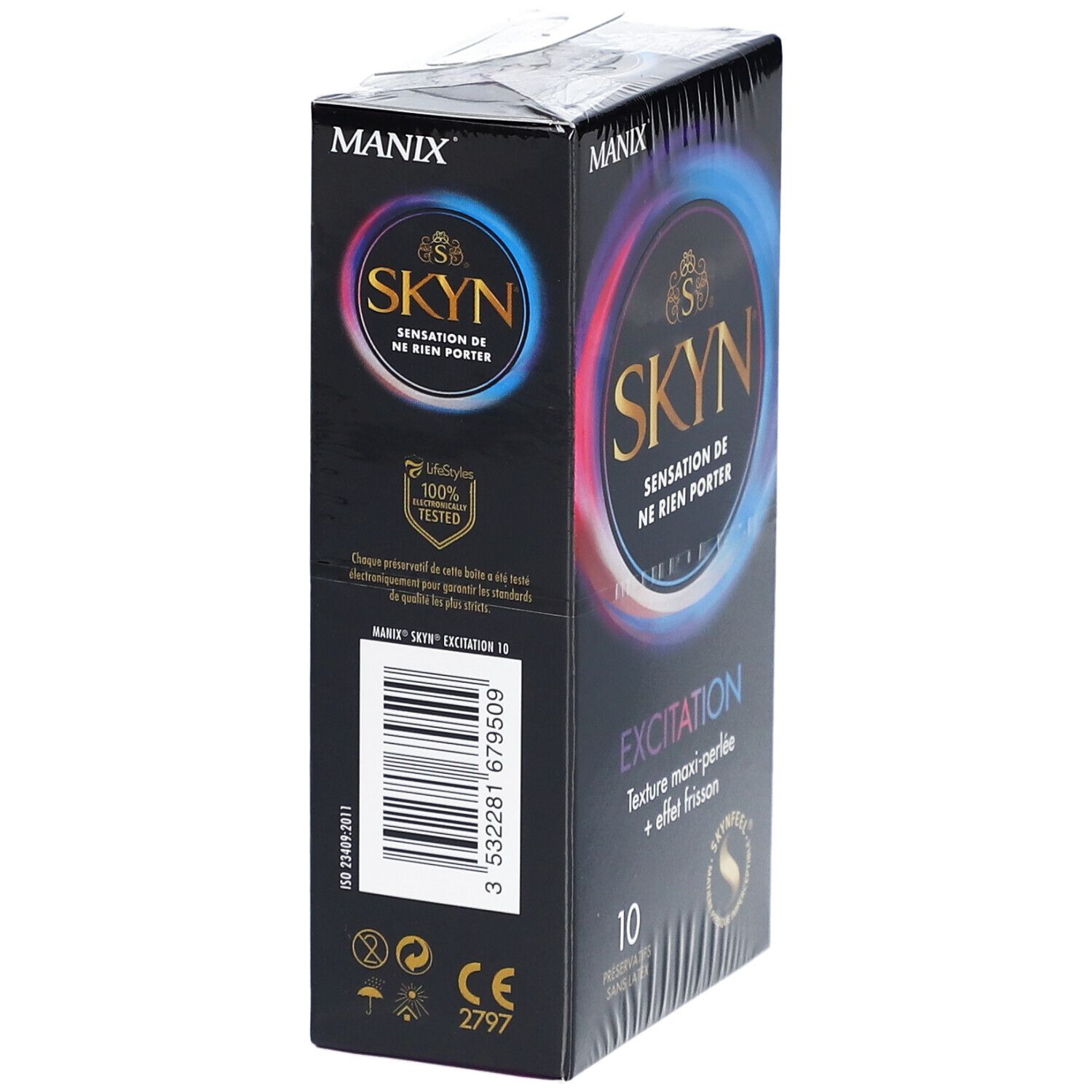 MANIX Skyn® Sensation de ne rien porter - Excitation - Préservatifs sans latex avec texture maxi-perlée & effet frisson