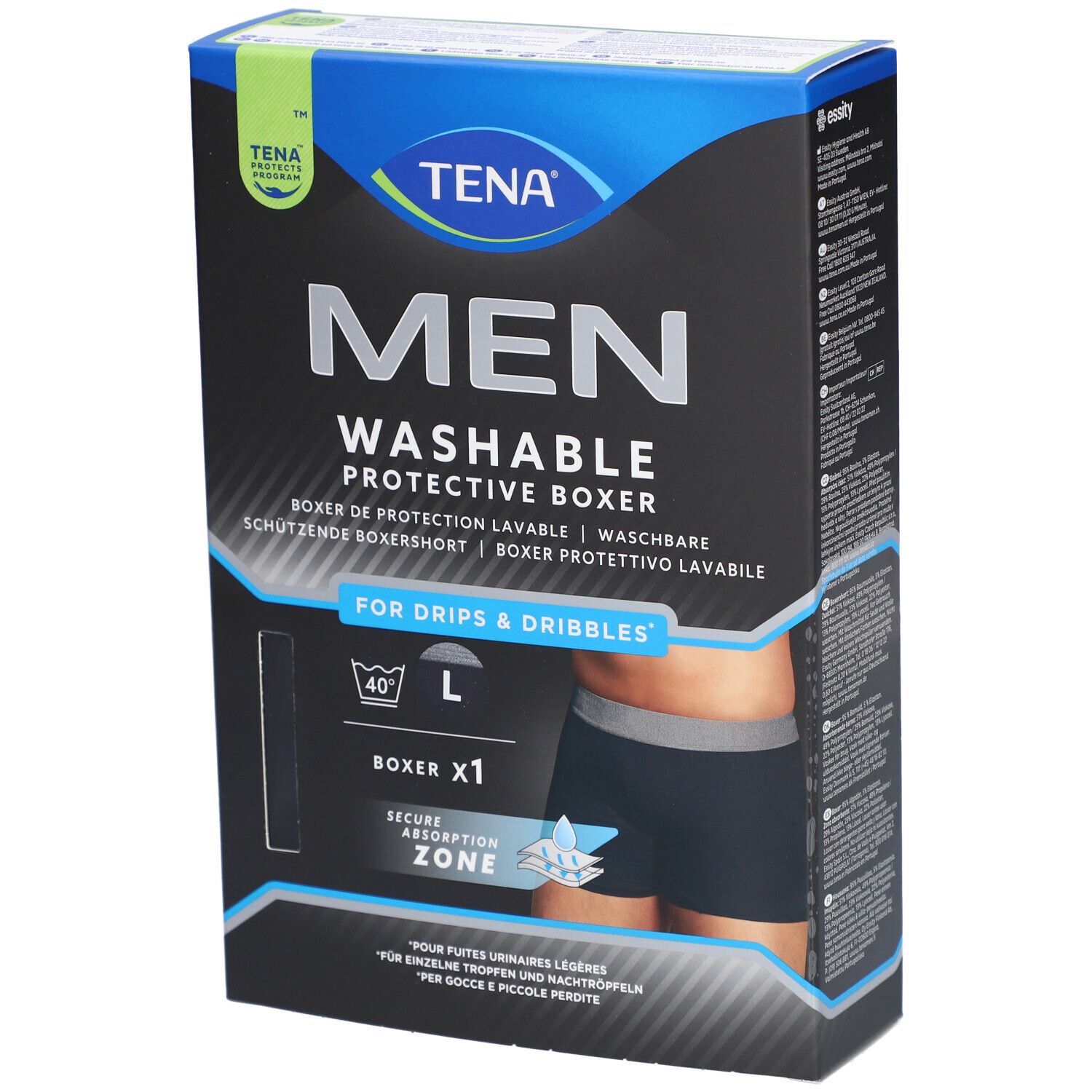 TENA Men Boxer absorbant lavable Taille L Noir