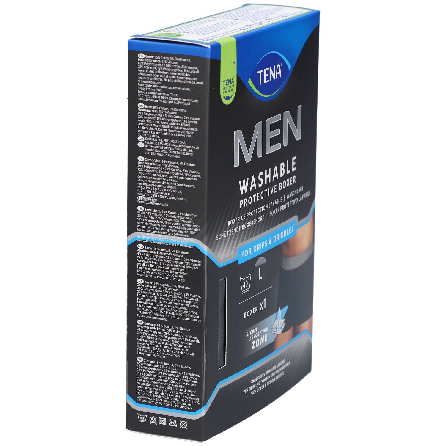 TENA Men Boxer absorbant lavable Taille L Noir