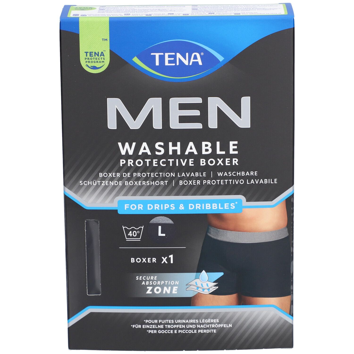 TENA Men Boxer absorbant lavable Taille L Noir
