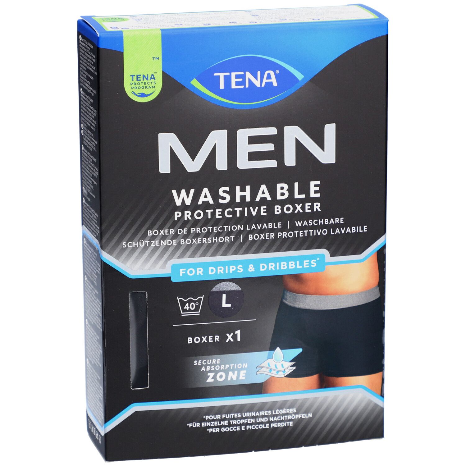 TENA Men Boxer absorbant lavable Taille L Noir