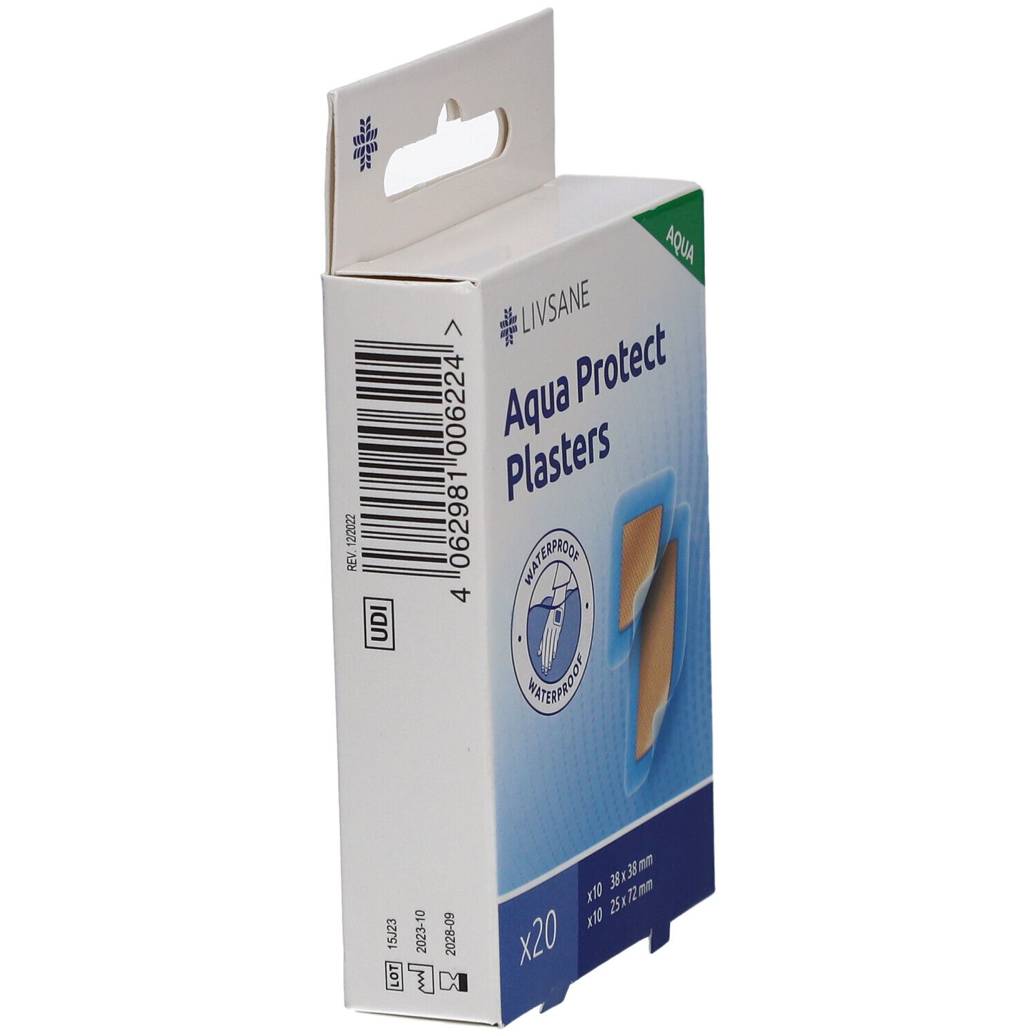 LIVSANE Aqua Protect Pflaster 2 Größen: 38 x 38 mm & 25 x 72 mm