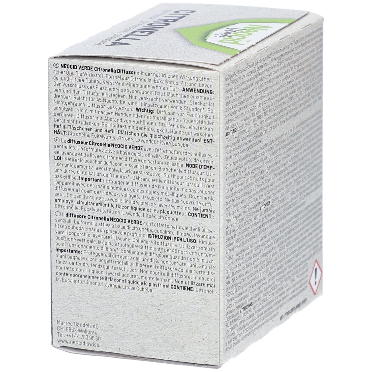 NEOCID VERDE Citronella Diffusor mit Flasche 33ml