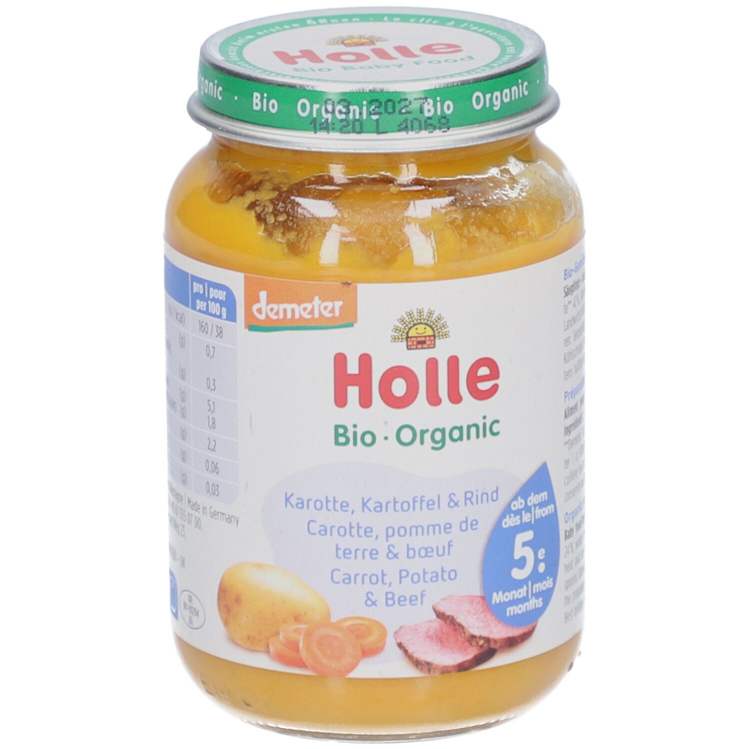 HOLLE Carotte, pomme de terre et bœuf bio dès 5 mois