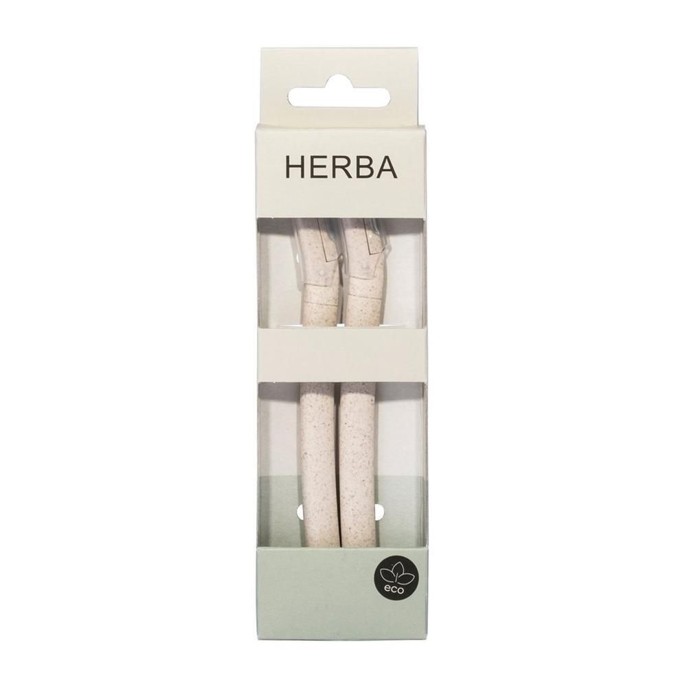 HERBA Augenbrauenformer in Verpackung. Zwei beige Stifte, sichtbar durch transparente Front. Verpackung mit Logo und Öko-Siegel.