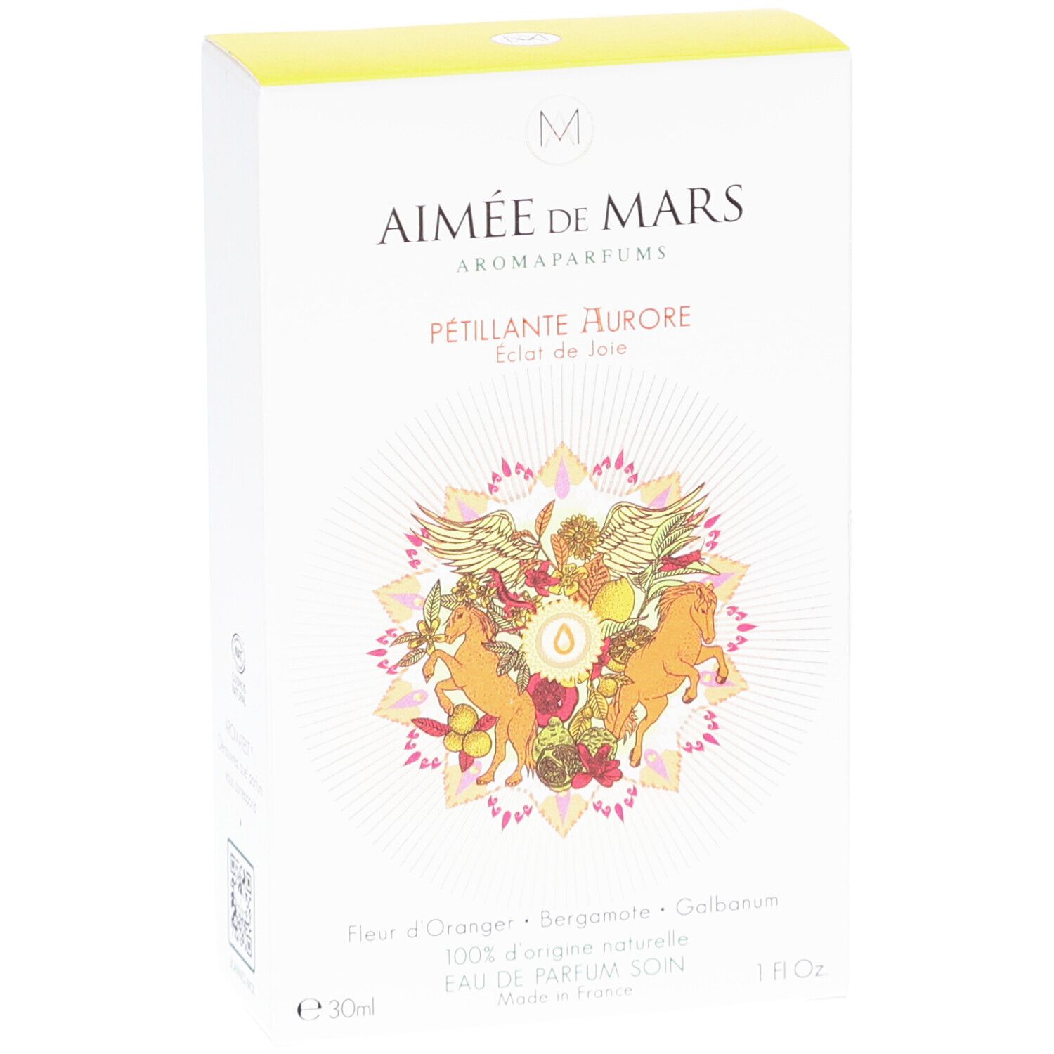 Boîte Aimée de Mars® Sparkling Aurore Eau de Parfum. Vue de face avec design floral et nom du produit.