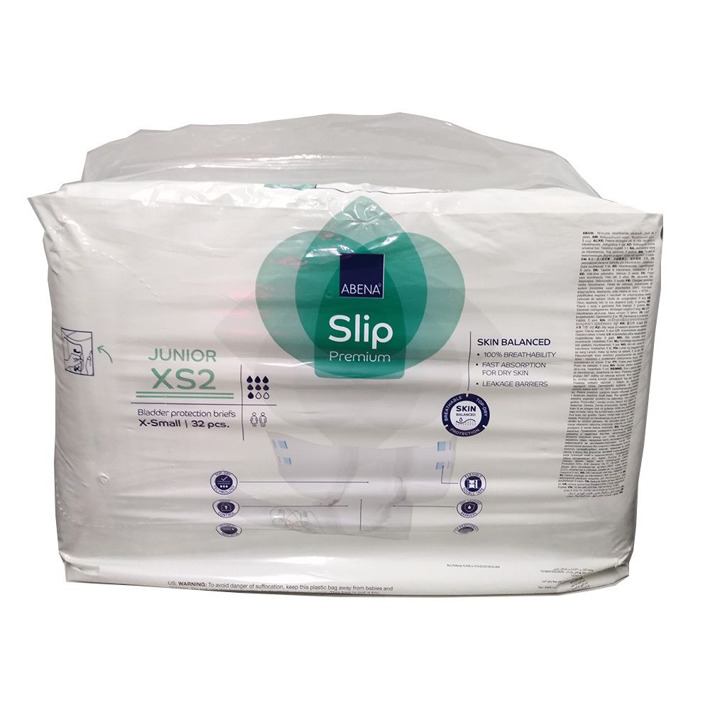Abena Slip Premium Junior XS2 Inkontinenzslips, 32 Stück. Hautfreundlich und saugfähig.