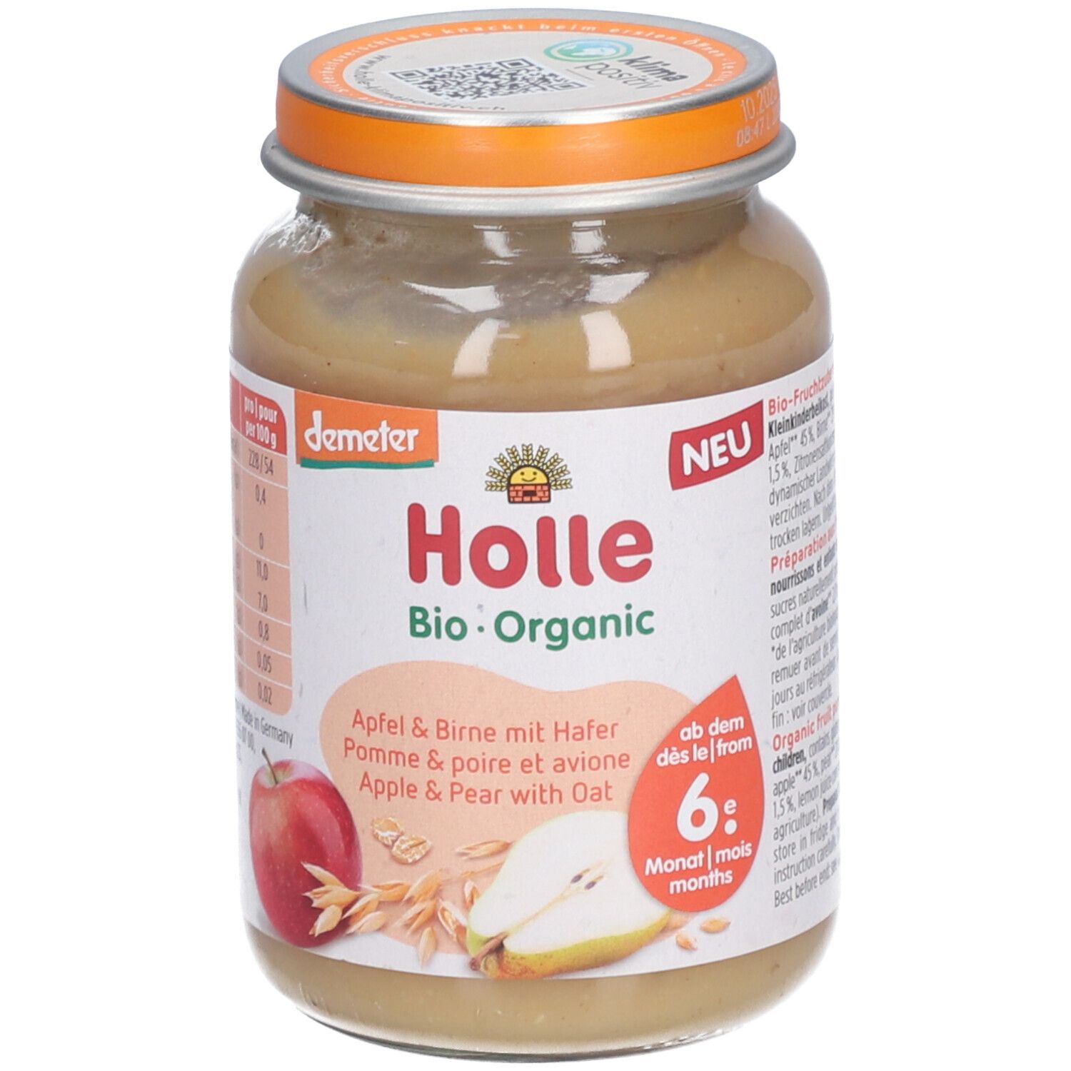 HOLLE Apfel & Birne mit Hafer 190 g