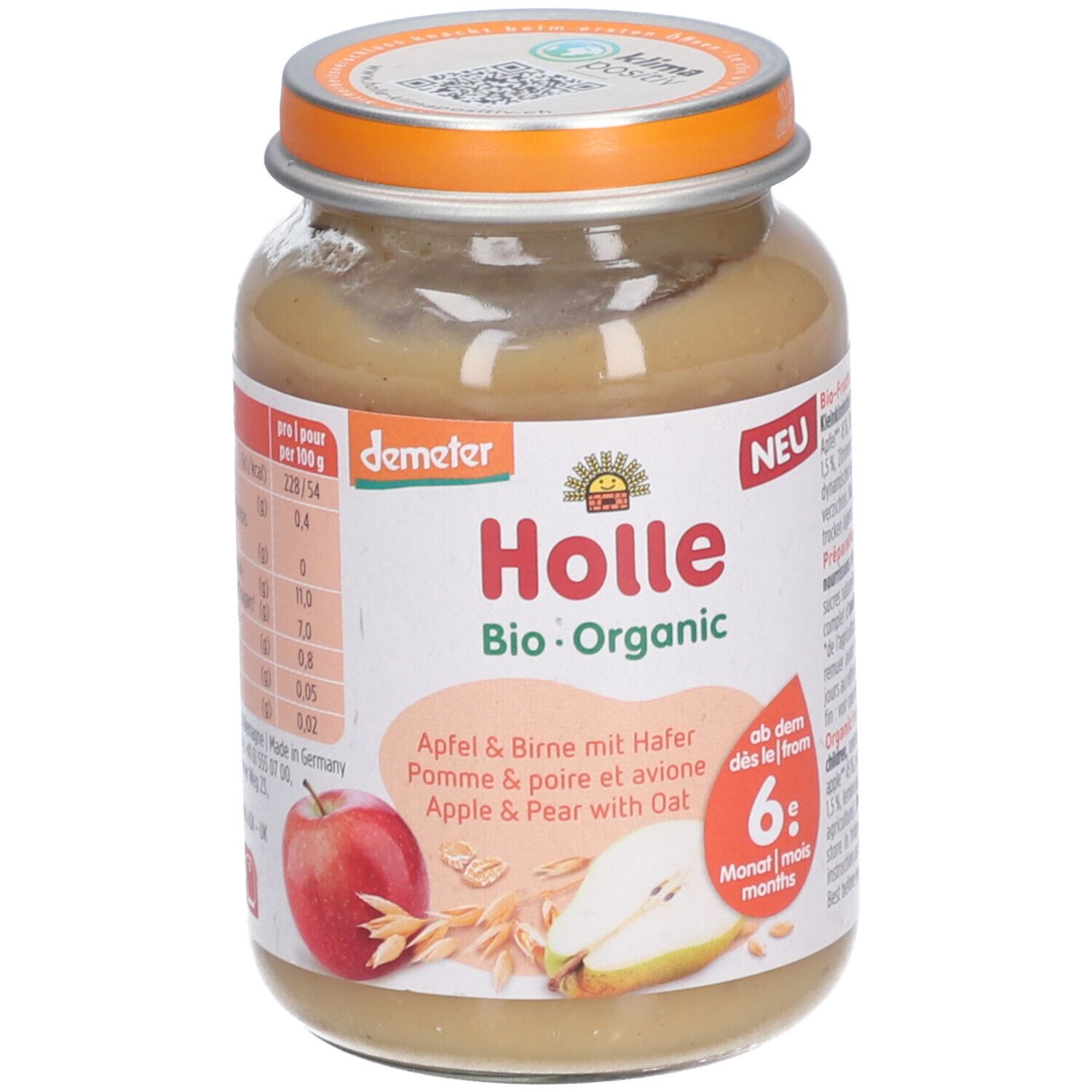 HOLLE Apfel & Birne mit Hafer 190 g