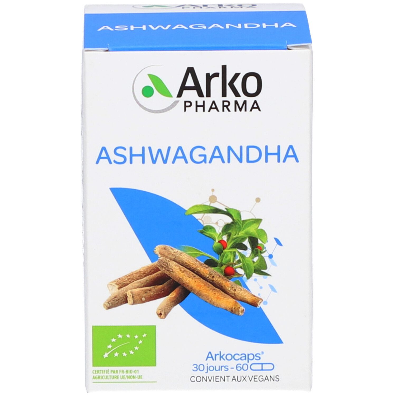 Emballage du produit avec nom, logo et illustration. Contient des gélules.