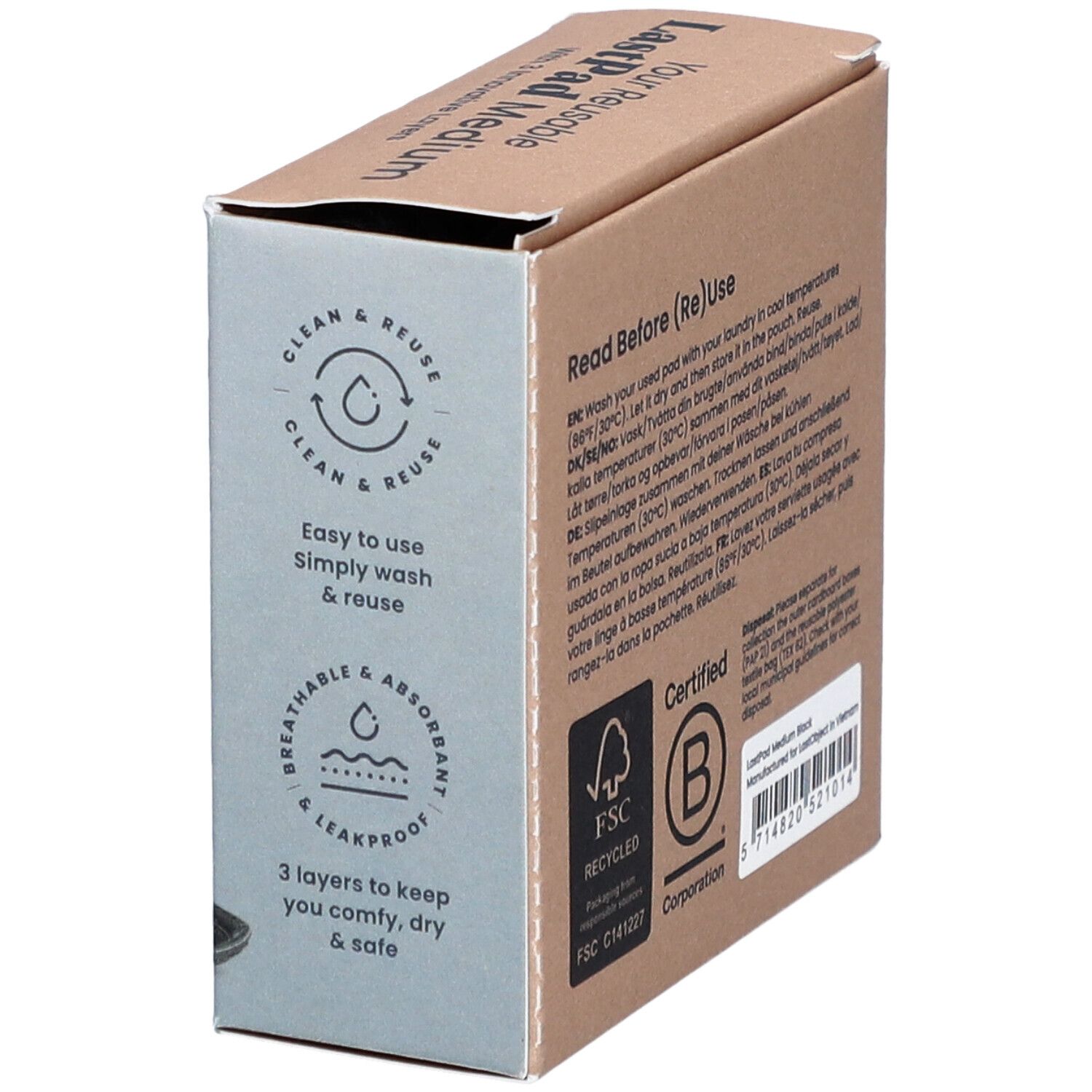 LastPad serviette hygiénique réutilisable M noire