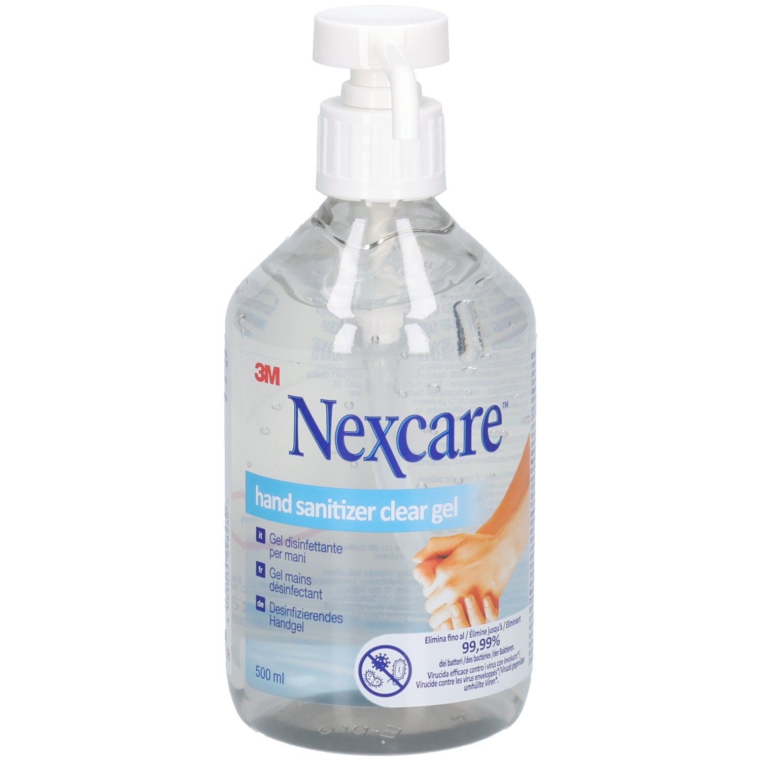 Nexcare Hand Sanitizer Clear Gel Flasche mit Pumpspender, 500 ml.