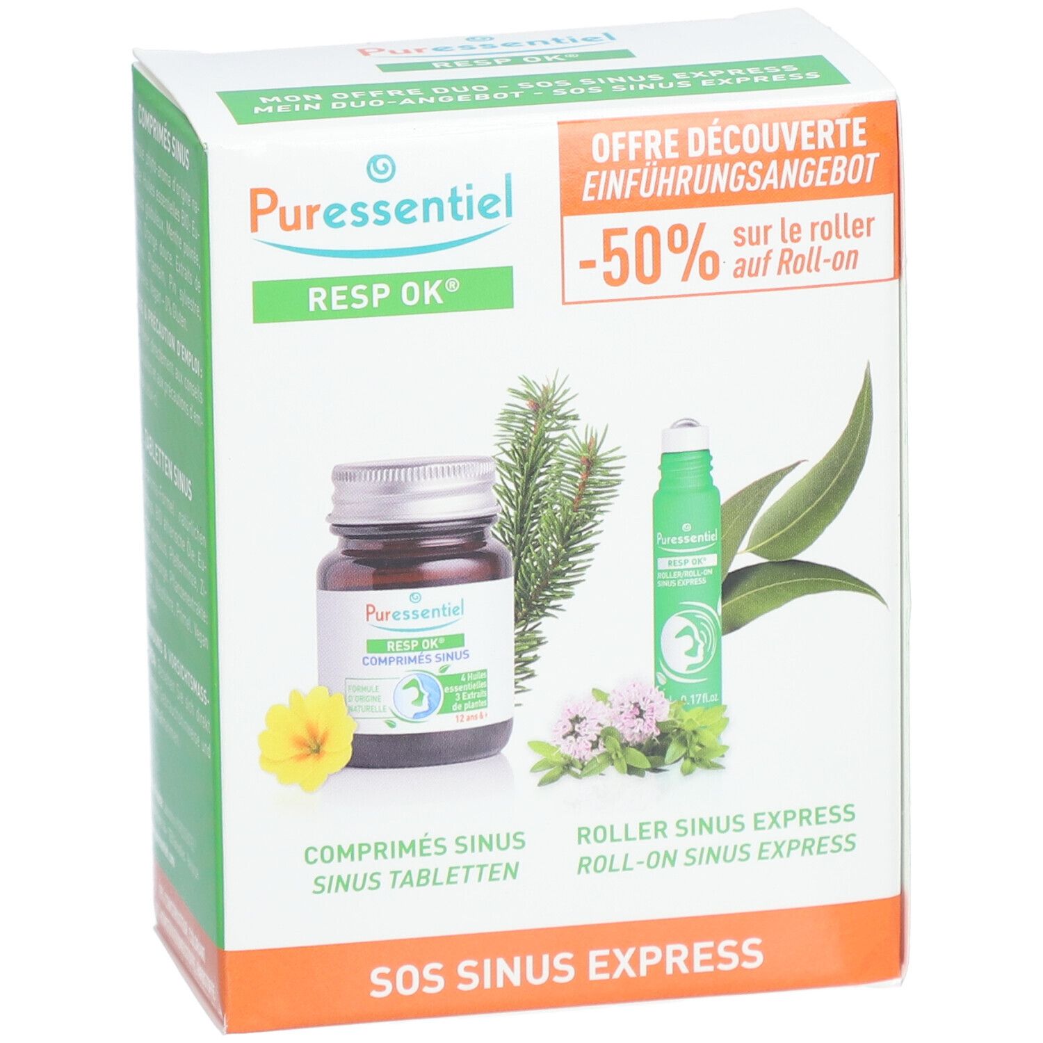 PURESSENTIEL Sinus Box Kapseln+Roll-on